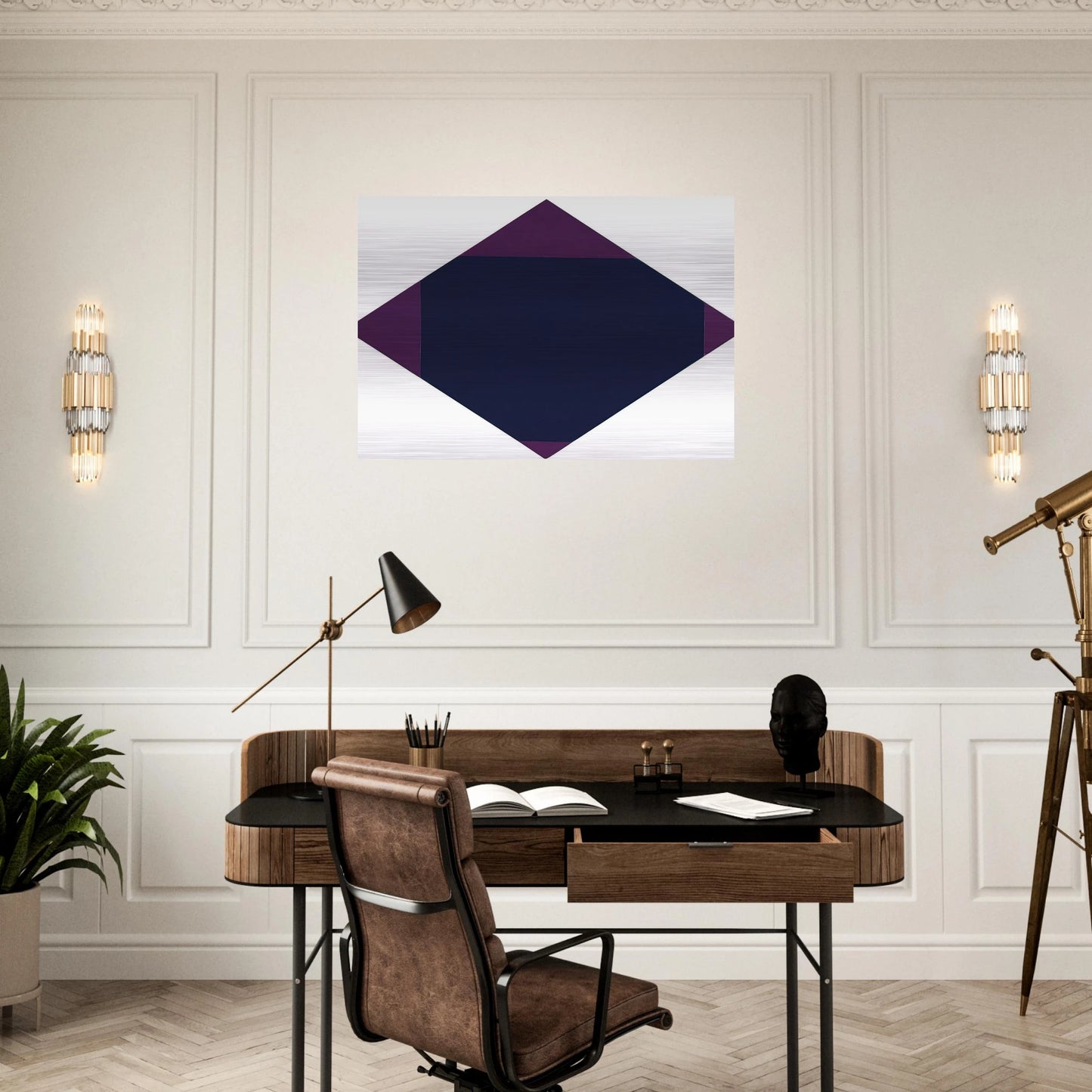 Blau-violettes horizontal-vertikal-quadrat - 1968 - Max Bill Brushed Aluminum Print - 70x100 cm / 28x40 inches | Max Bill Aluminum Print | Max Bill Prints