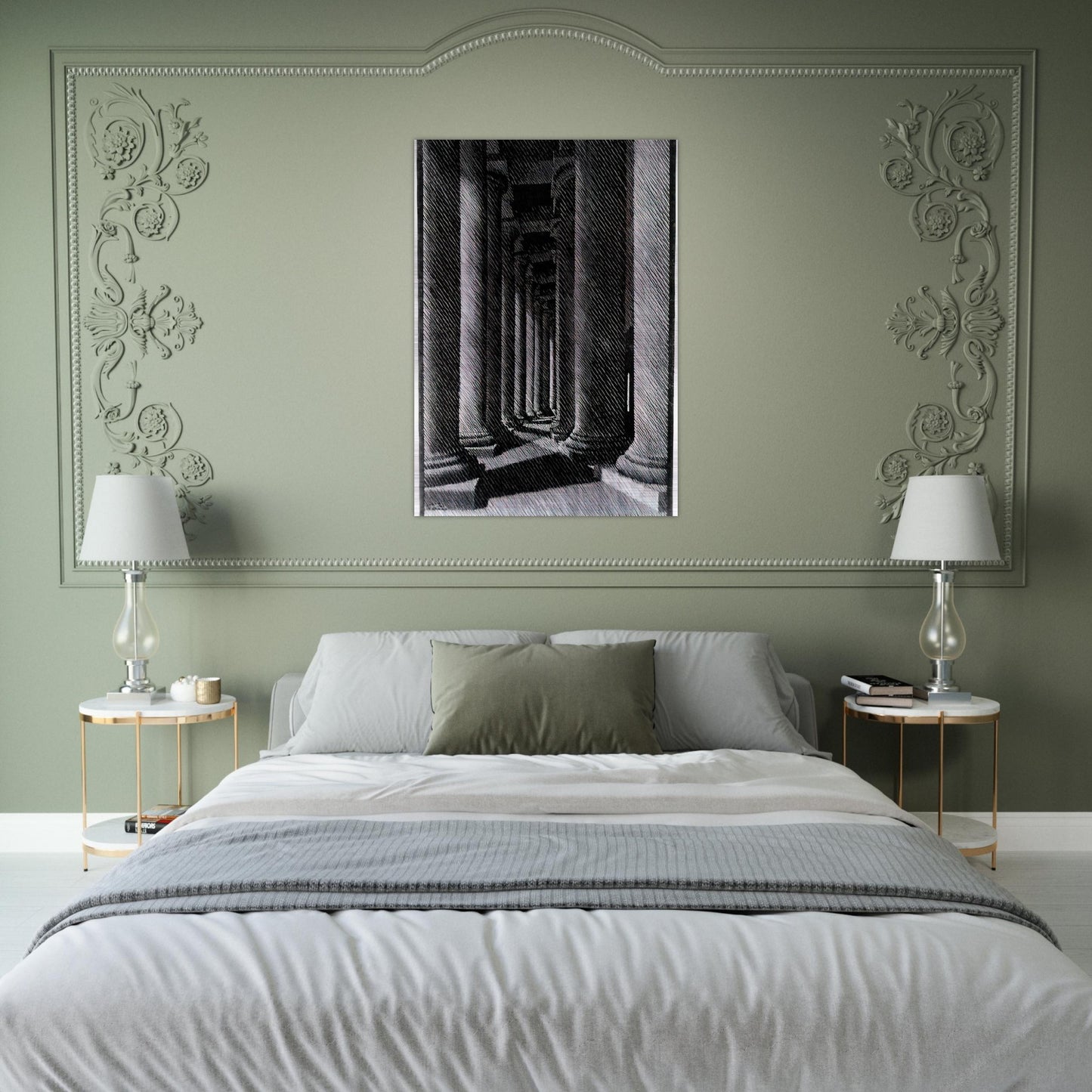 NOCTURNAL ROME COLONADE OF ST PETER S - MC Escher Brushed Aluminum Print - 70x100 cm / 28x40 inches | MC Escher Aluminum Print | MC Escher Prints