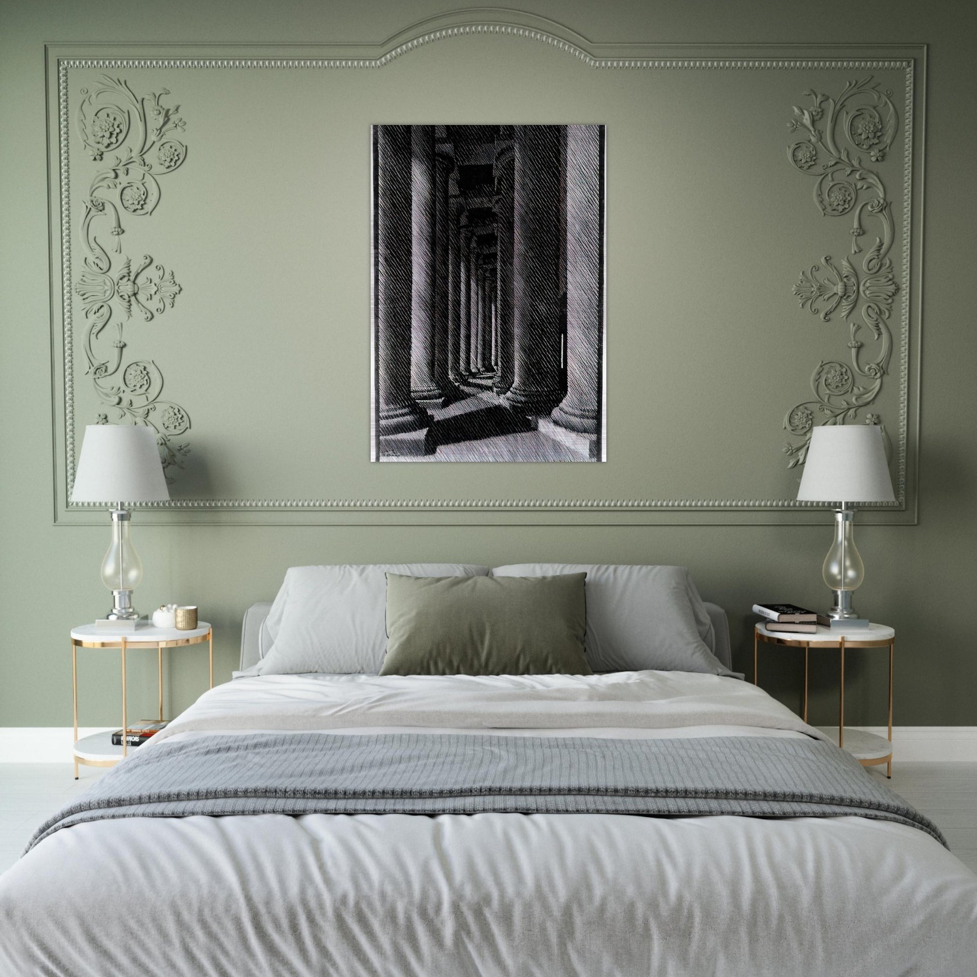 NOCTURNAL ROME COLONADE OF ST PETER S - MC Escher Brushed Aluminum Print - 70x100 cm / 28x40 inches | MC Escher Aluminum Print | MC Escher Prints