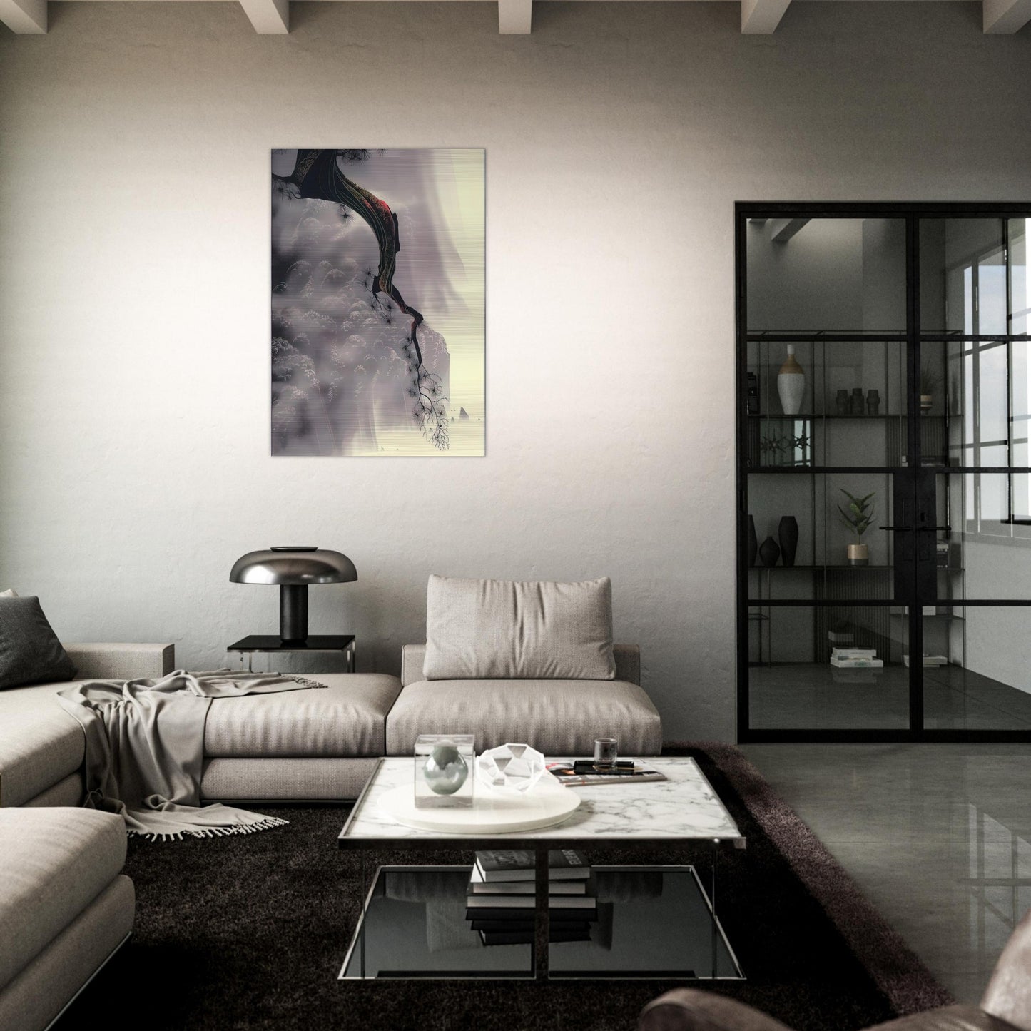 Through the Fog - Eyvind Earle Brushed Aluminum Print - 70x100 cm / 28x40 inches | Eyvind Earle Aluminum Print | Eyvind Earle Prints