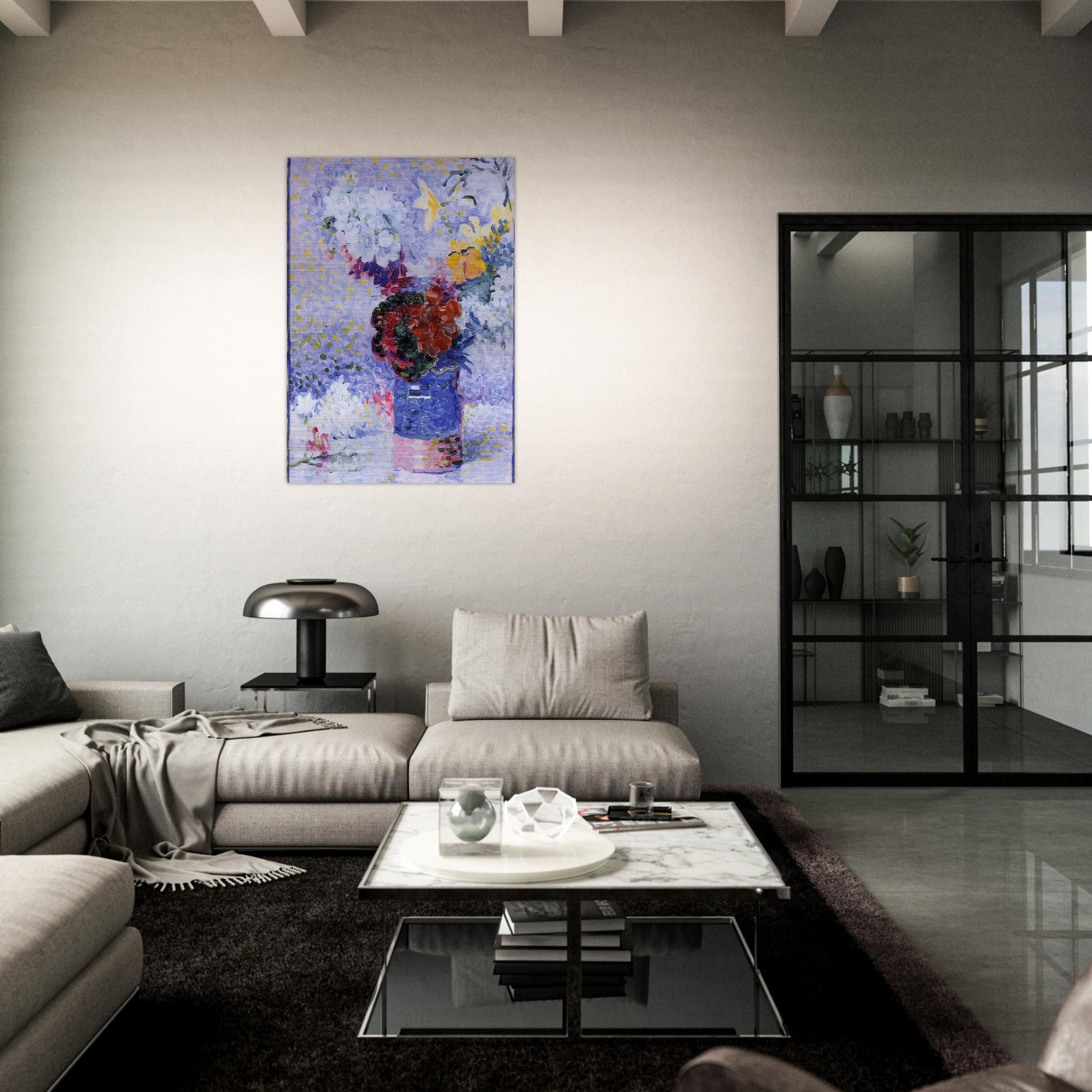 Flowers in a Glass - Henri-Edmond Cross Brushed Aluminum Print - 70x100 cm / 28x40 inches | Henri-Edmond Cross Aluminum Print | Henri-Edmond Cross Prints