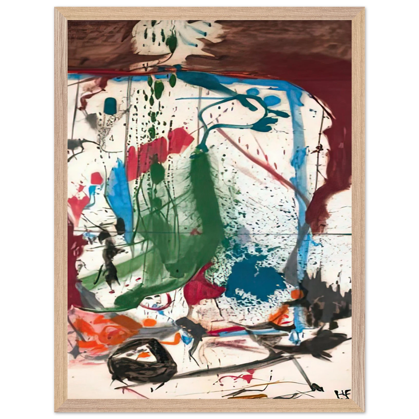 Helen Frankenthaler - Las Mayas, 1958- Wall Art - 21x29.7 cm / 8x12" - Premium Wooden Framed Poster With Fine Art Paper-canvas - Black frame