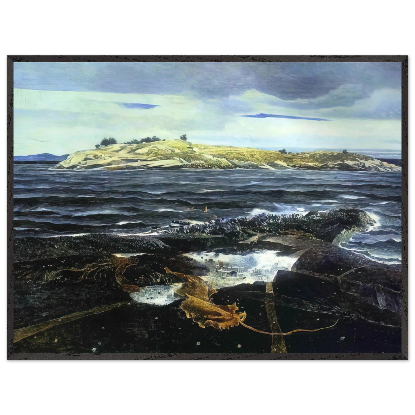 Andrew Wyeth - LITTLE CALDWELLS ISLAND Wall Art - 60x80 cm / 24x32 inches - Premium Wooden Framed Poster With Fine Art Paper-canvas - Black frame