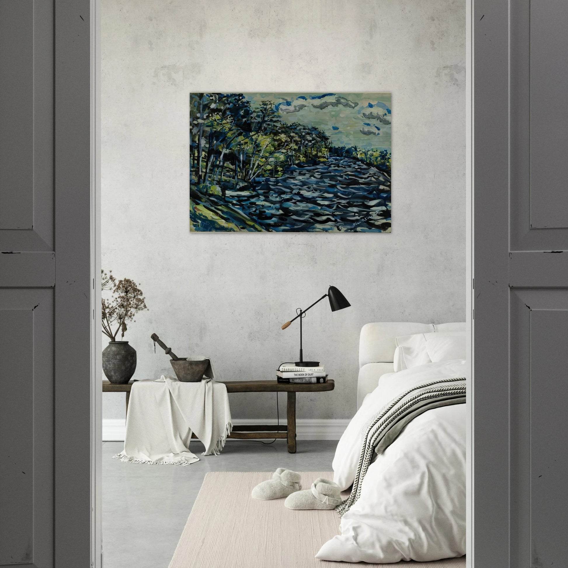 ST MARY S BLACK RIVER IS BLUE GEORGIA 1964 - Ivan Albright Brushed Aluminum Print - 70x100 cm / 28x40 inches | Ivan Albright Aluminum Print | Ivan Albright Prints