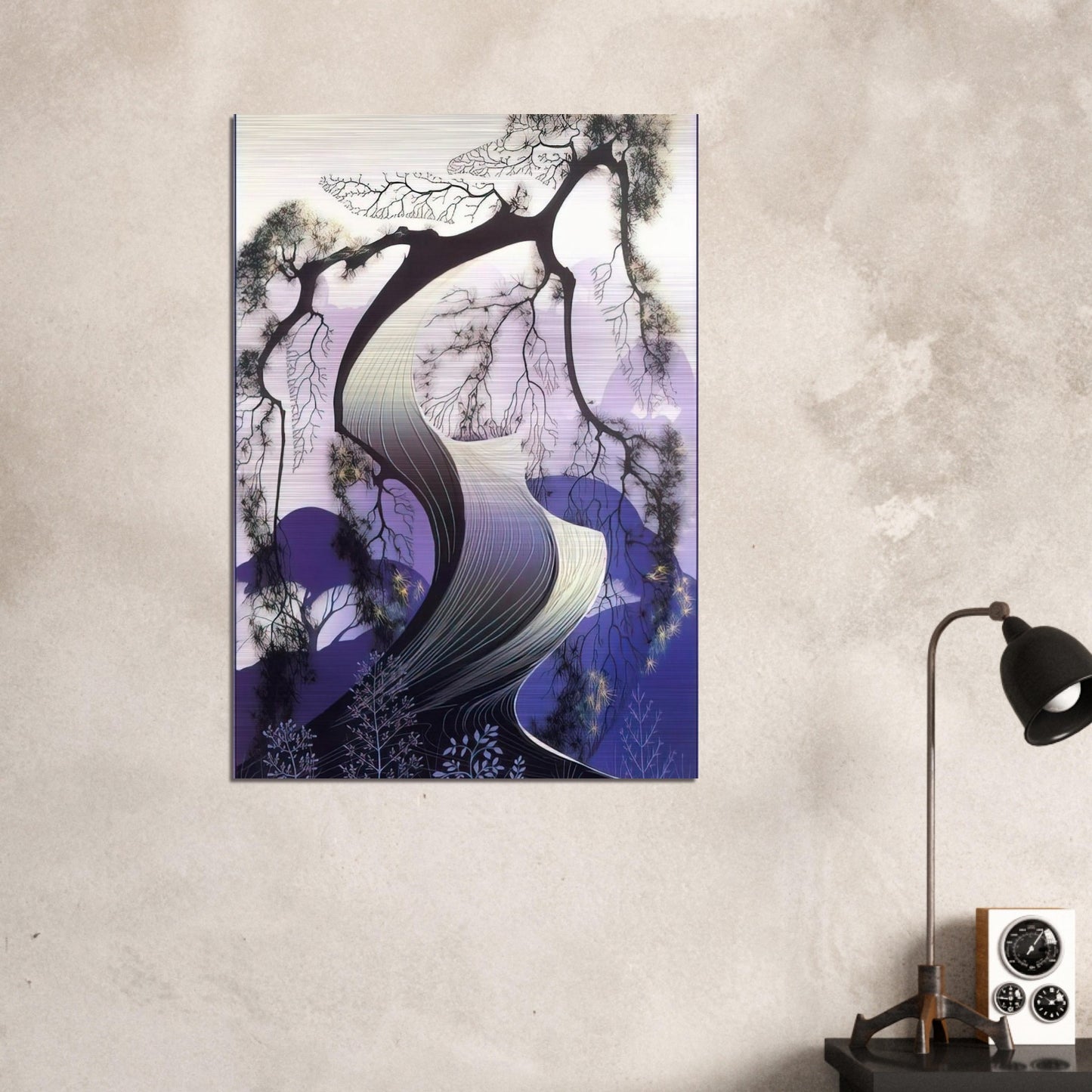 Bonsai - Eyvind Earle Brushed Aluminum Print - 70x100 cm / 28x40 inches | Eyvind Earle Aluminum Print | Eyvind Earle Prints