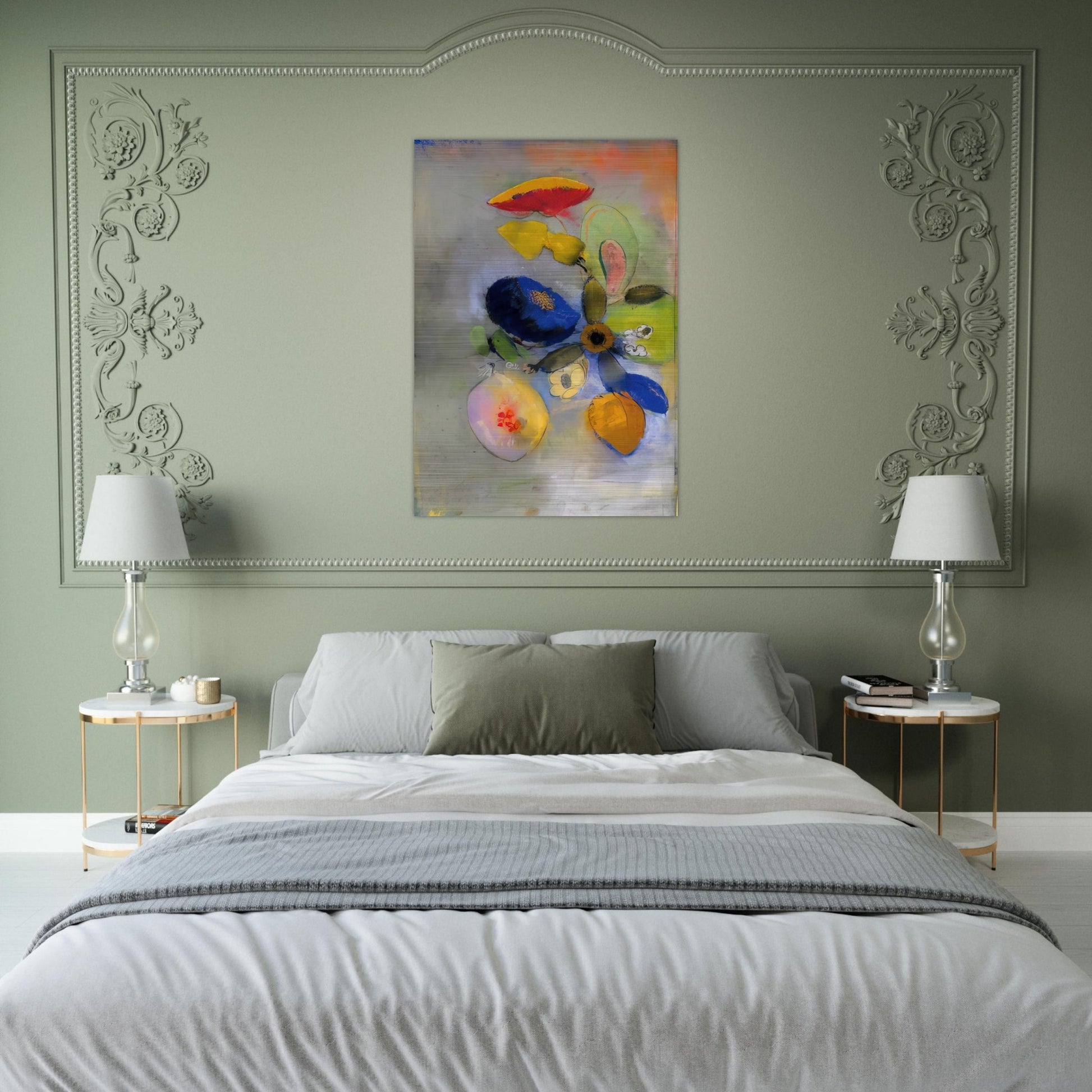 FLOWERS 3 - Odilon Redon Brushed Aluminum Print - 70x100 cm / 28x40 inches | Odilon Redon Aluminum Print | Odilon Redon Prints