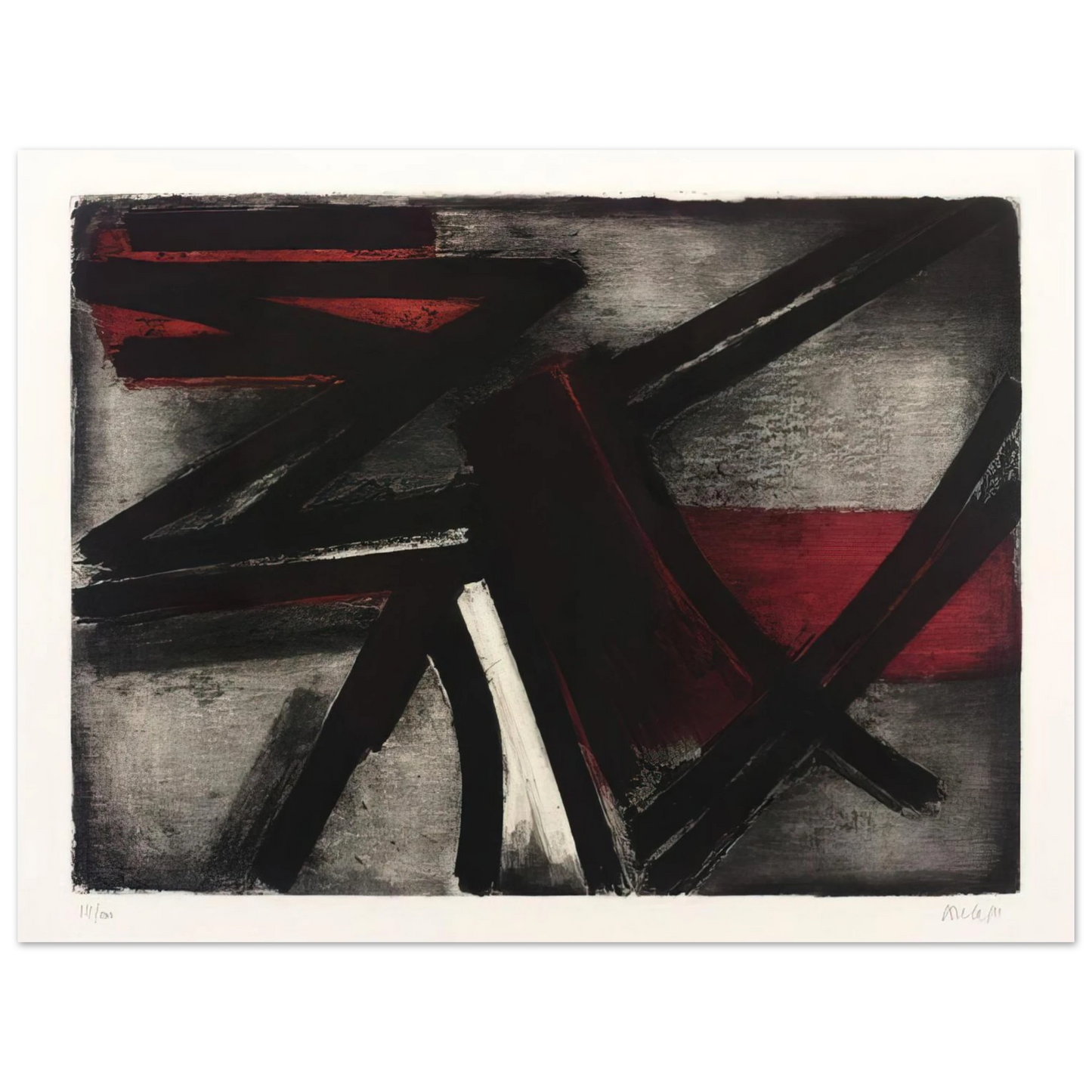 Pierre Soulages - Etching No. 2 - 1952  75x100 cm / 30x40inches Fine Art Poster