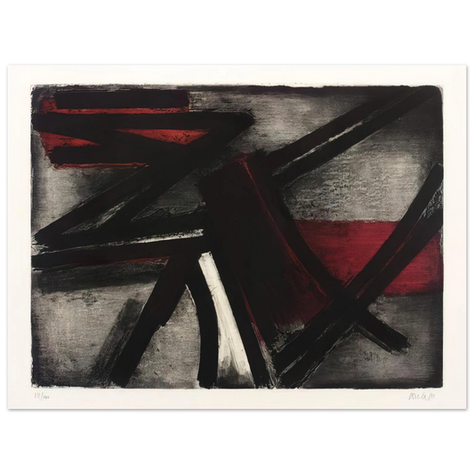 Pierre Soulages - Etching No. 2 - 1952  75x100 cm / 30x40inches Fine Art Poster