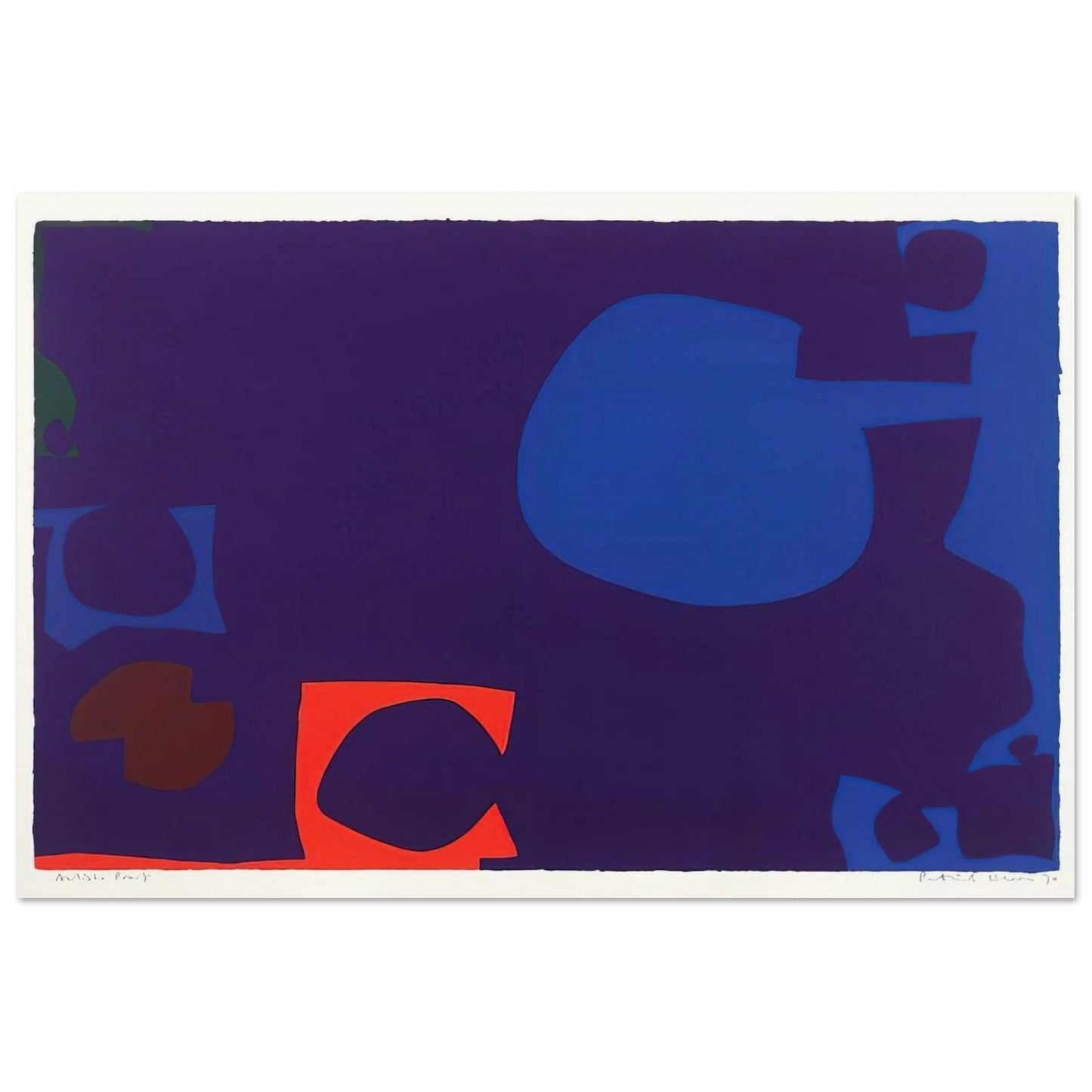 Blue and Deep Violet with Orange, Brown and Green - 1970 - Patrick Heron Art Prints - 100x150 cm / 40x60″ inches | Patrick Heron Poster | Patrick Heron Prints