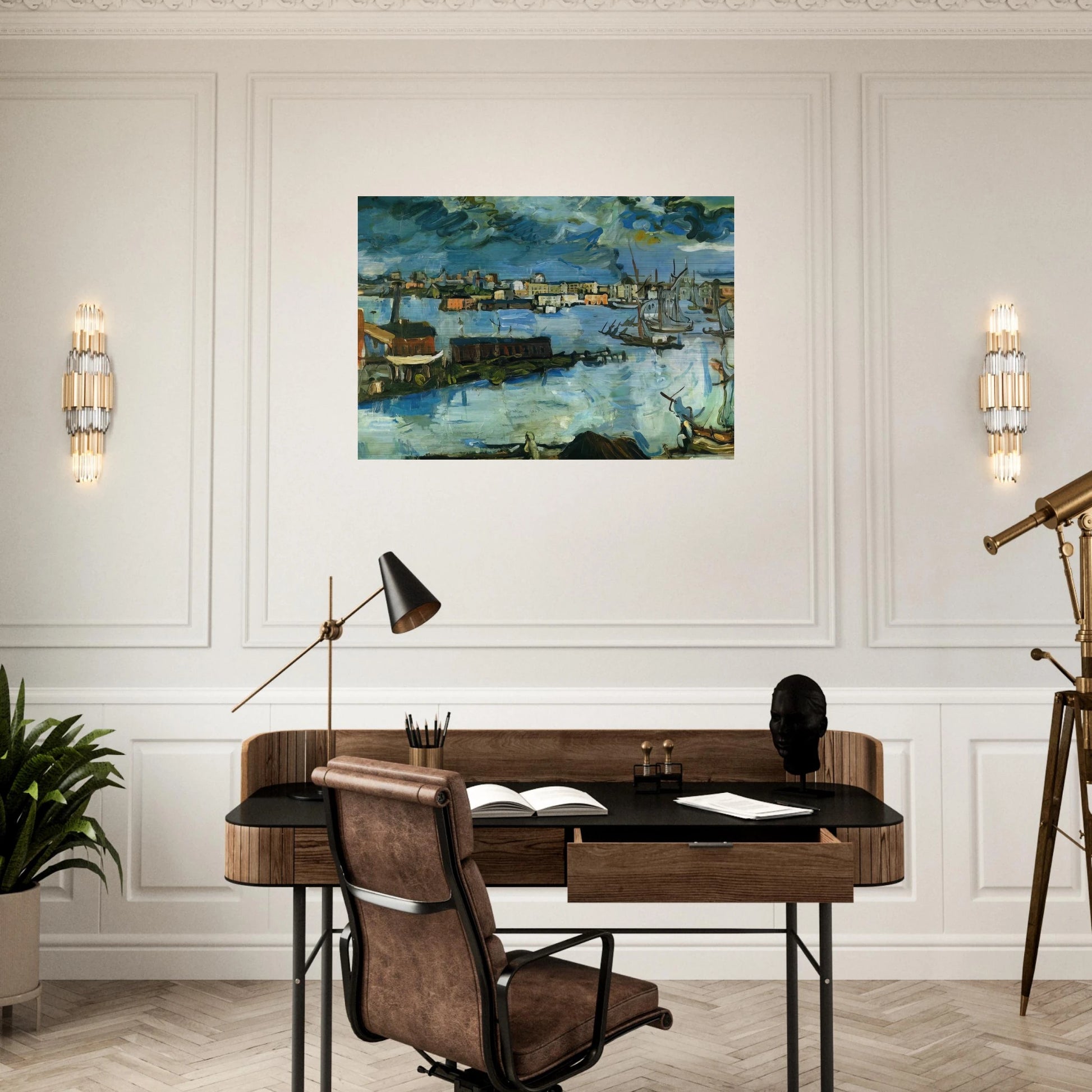 STOCKHOLM HARBOUR - OSKAR KOKOSCHKA Brushed Aluminum Print - 70x100 cm / 28x40 inches | OSKAR KOKOSCHKA Aluminum Print | OSKAR KOKOSCHKA Prints