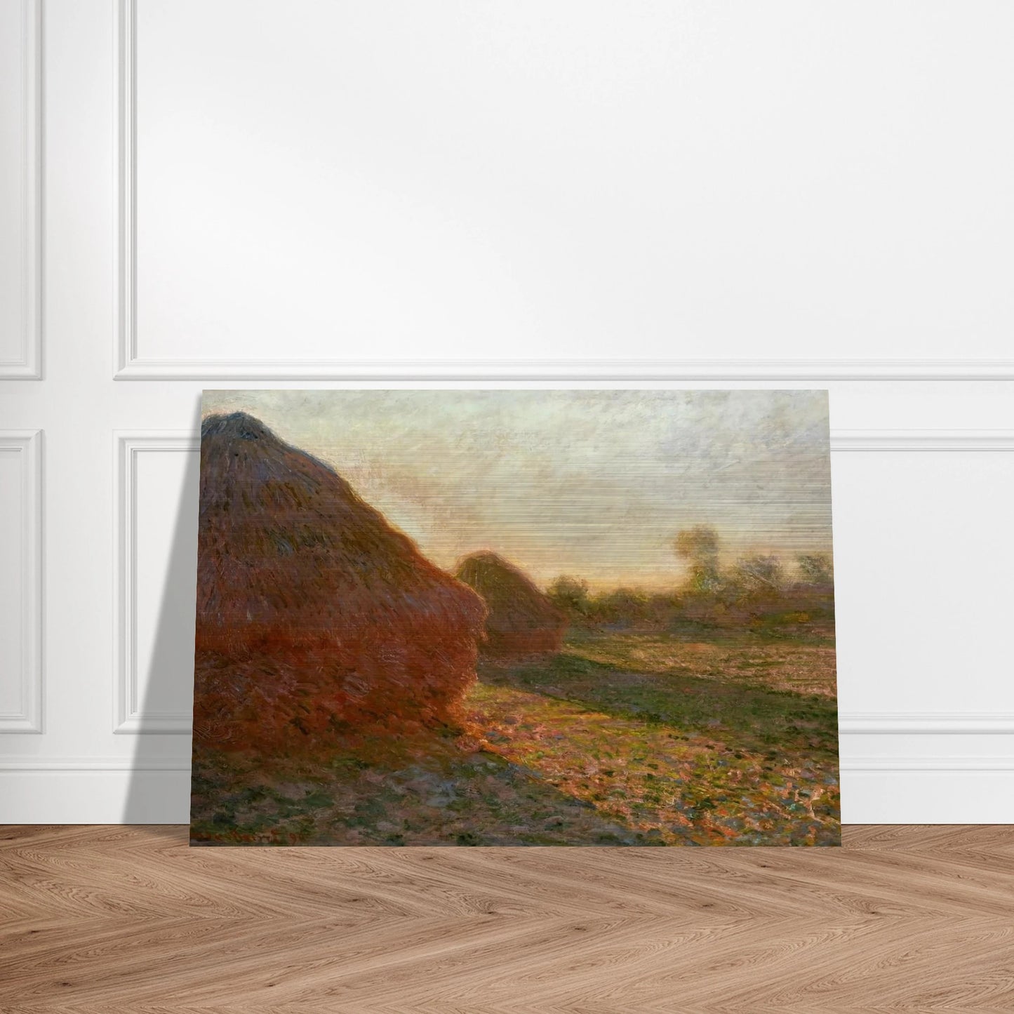Haystacks, Last Sunrays - claude monet Brushed Aluminum Print - 70x100 cm / 28x40 inches | claude monet Aluminum Print | claude monet Prints
