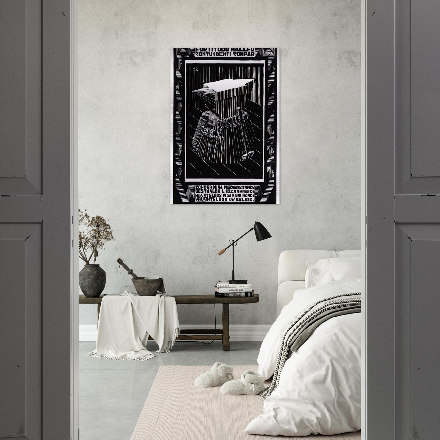 EMBLEMATA ANVIL - MC Escher Brushed Aluminum Print - 70x100 cm / 28x40 inches | MC Escher Aluminum Print | MC Escher Prints