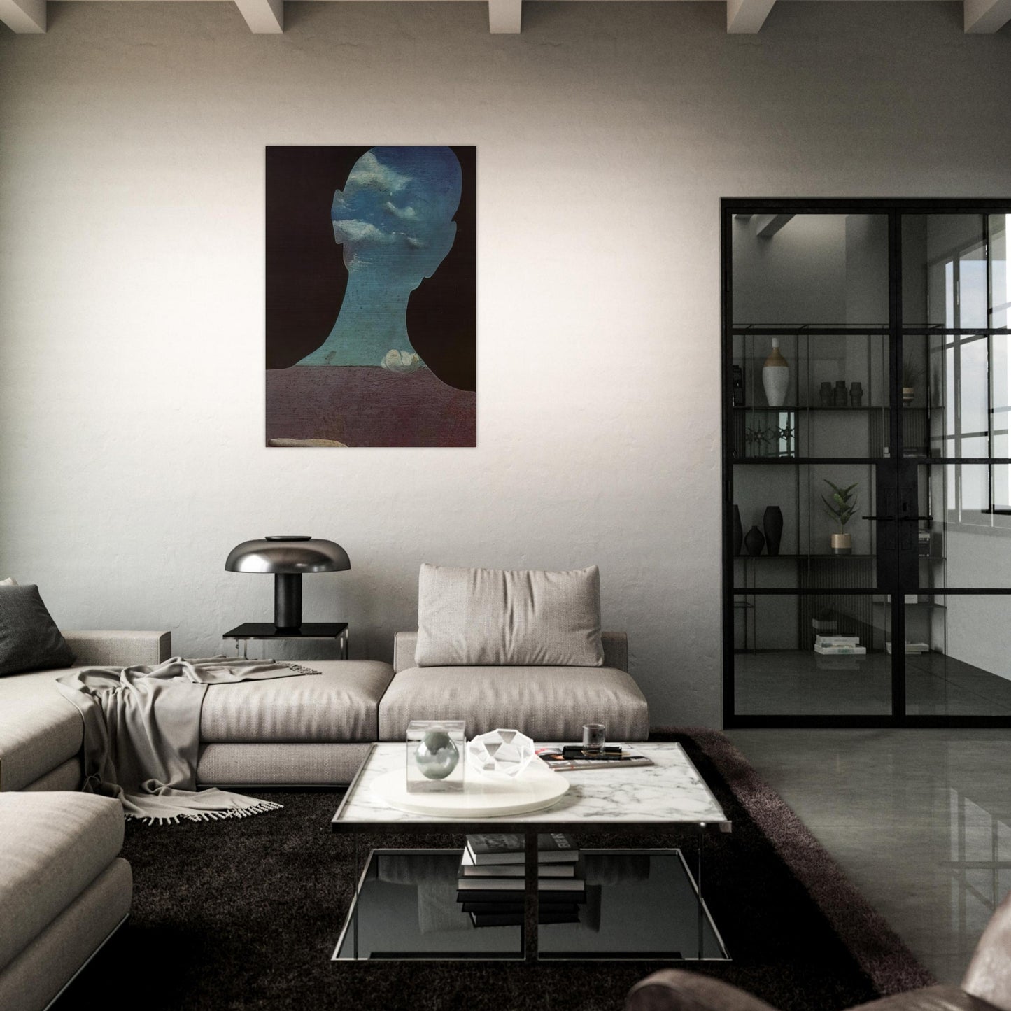 MAN WITH HIS HEAD FULL OF CLOUDS - Salvador Dali Brushed Aluminum Print - 70x100 cm / 28x40 inches | Salvador Dali Aluminum Print | Salvador Dali Prints