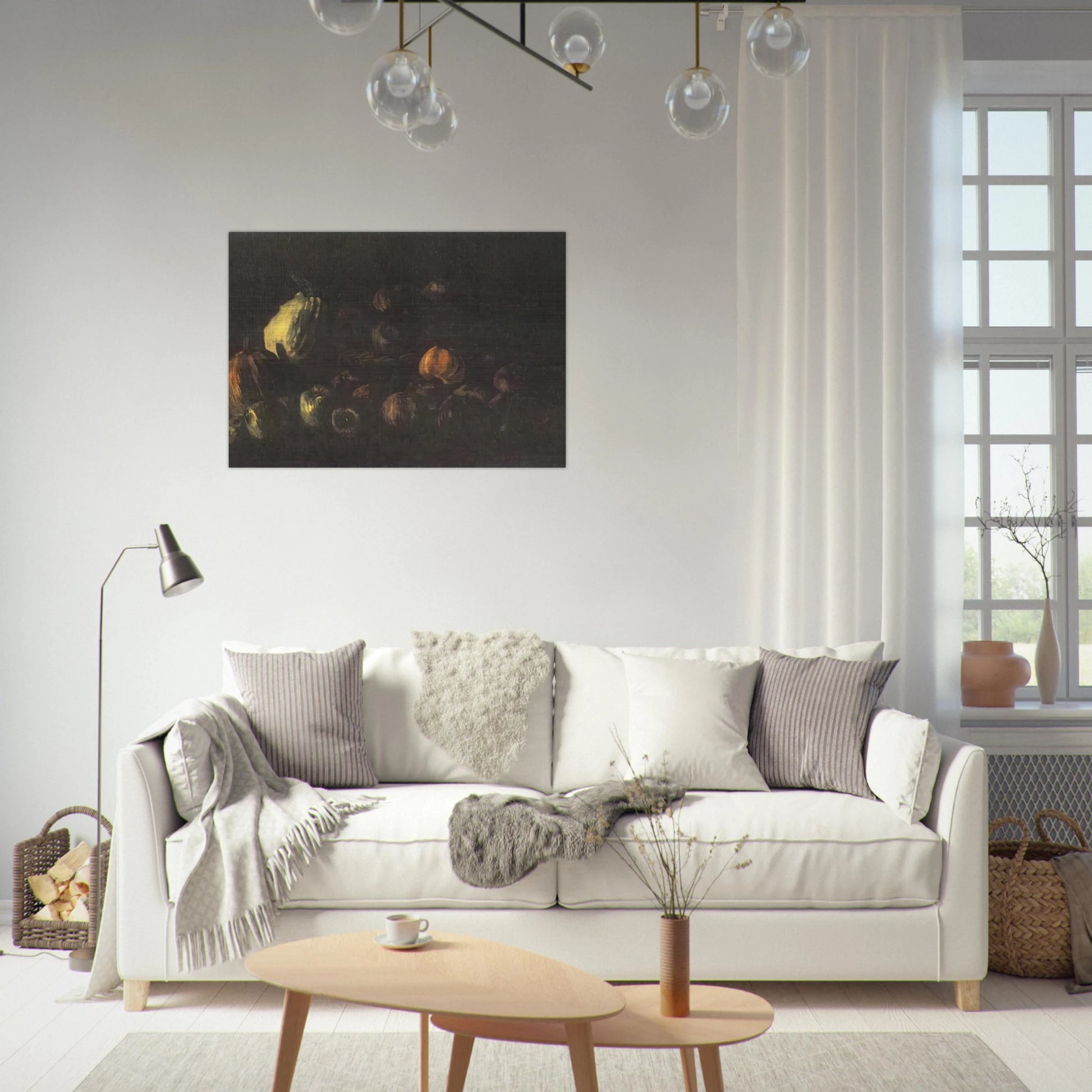 Still life with a basket of apples and two pumpkins - Vincent van Gogh Brushed Aluminum Print - 70x100 cm / 28x40 inches | Vincent van Gogh Aluminum Print | Vincent van Gogh Prints