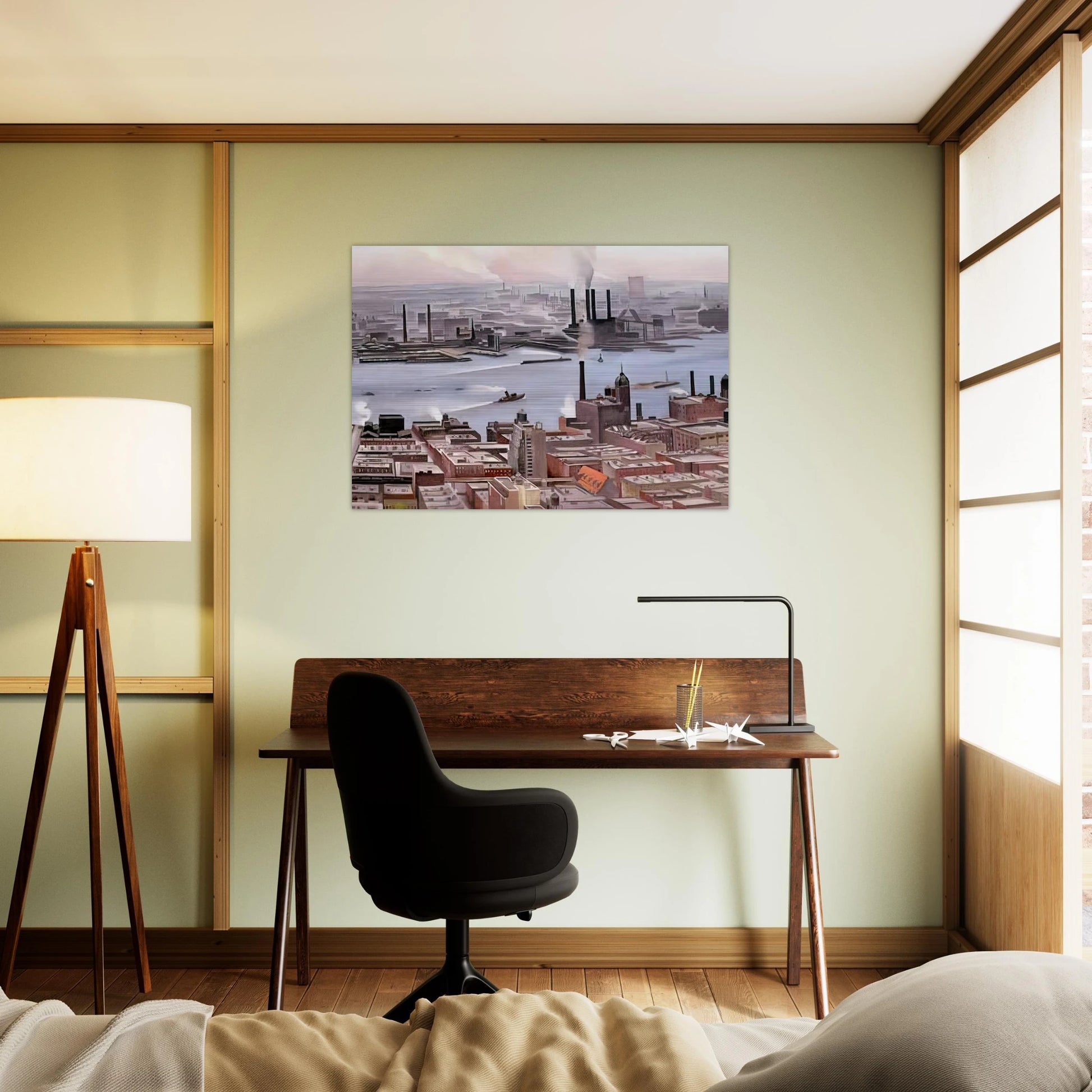East River from the Thirtieth Story of the Shelton Hotel - Georgia O'Keeffe Brushed Aluminum Print - 70x100 cm / 28x40 inches | Georgia O'Keeffe Aluminum Print | Georgia O'Keeffe Prints
