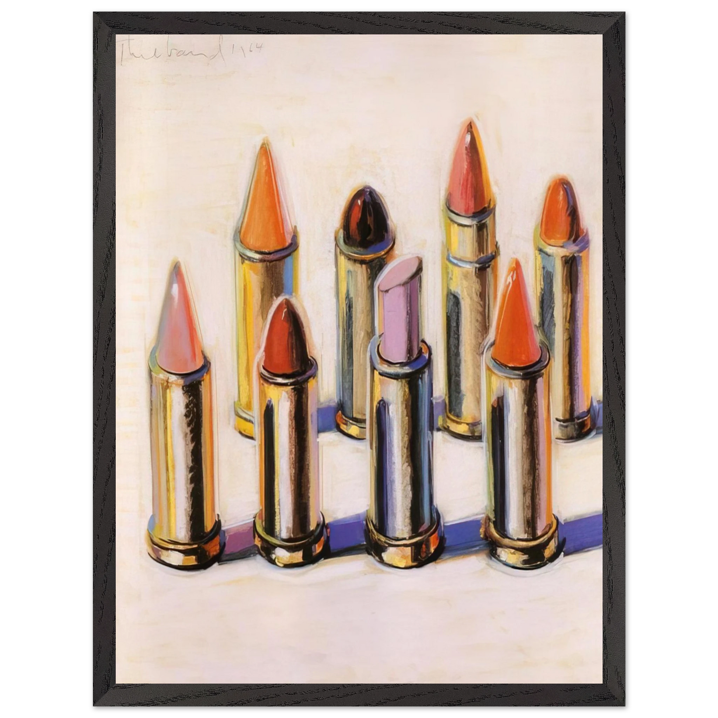 Wayne Thiebaud - Lipsticks - 1964 Wall Art - 21x29.7 cm / 8x12" - Premium Wooden Framed Poster With Fine Art Paper - Black frame