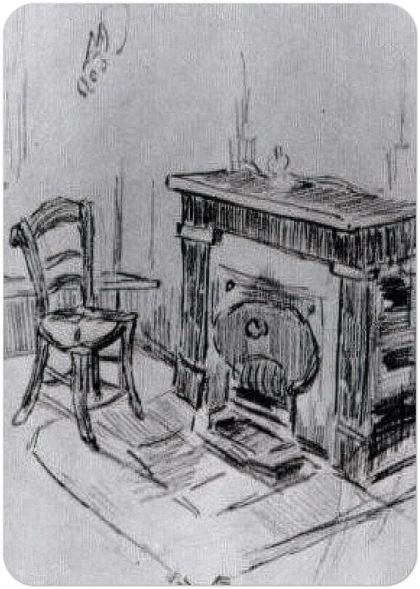 Mantelpiece with Chair By Vincent van Gogh Pack of 10 Post Cards | Vincent van Gogh Post Cards | A6 (10.5 x 14.8 cm) - 4.1 x 5.8 inches