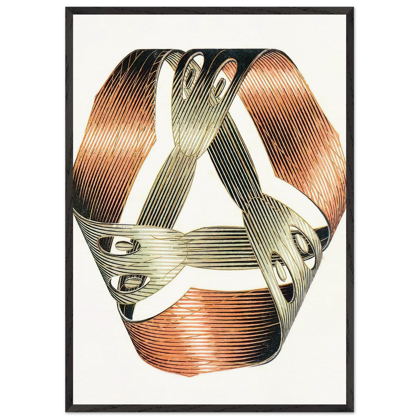 MOEBIUS STRIP I - MC Escher 70x100 cm / 28x40 inches Framed Art Print – Black Wooden Frame | Maurits Cornelis Escher Prints