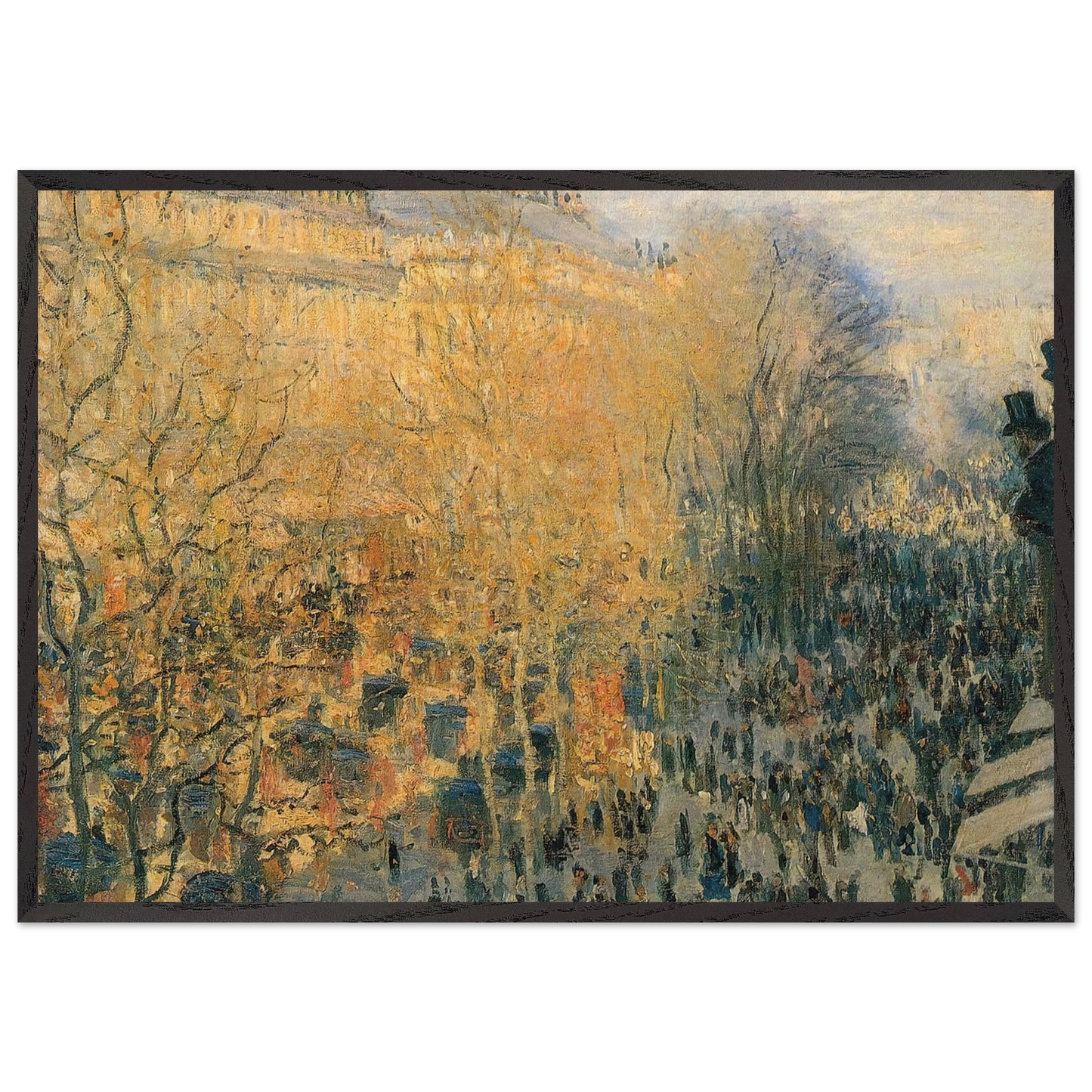 Boulevard of Capucines - claude monet 70x100 cm / 28x40 inches Framed Art Print – Black Wooden Frame