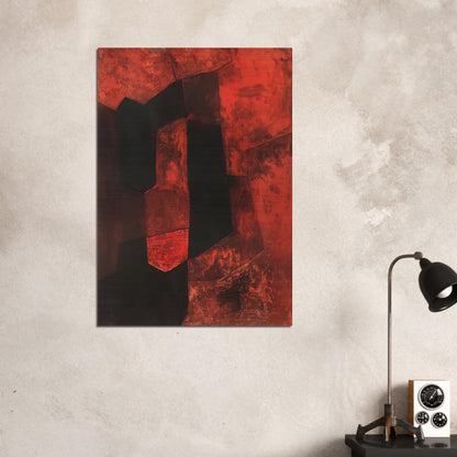Composition brune et rouge - 1964 - Serge Poliakoff Brushed Aluminum Print - 70x100 cm / 28x40 inches | Serge Poliakoff Aluminum Print | Serge Poliakoff Prints
