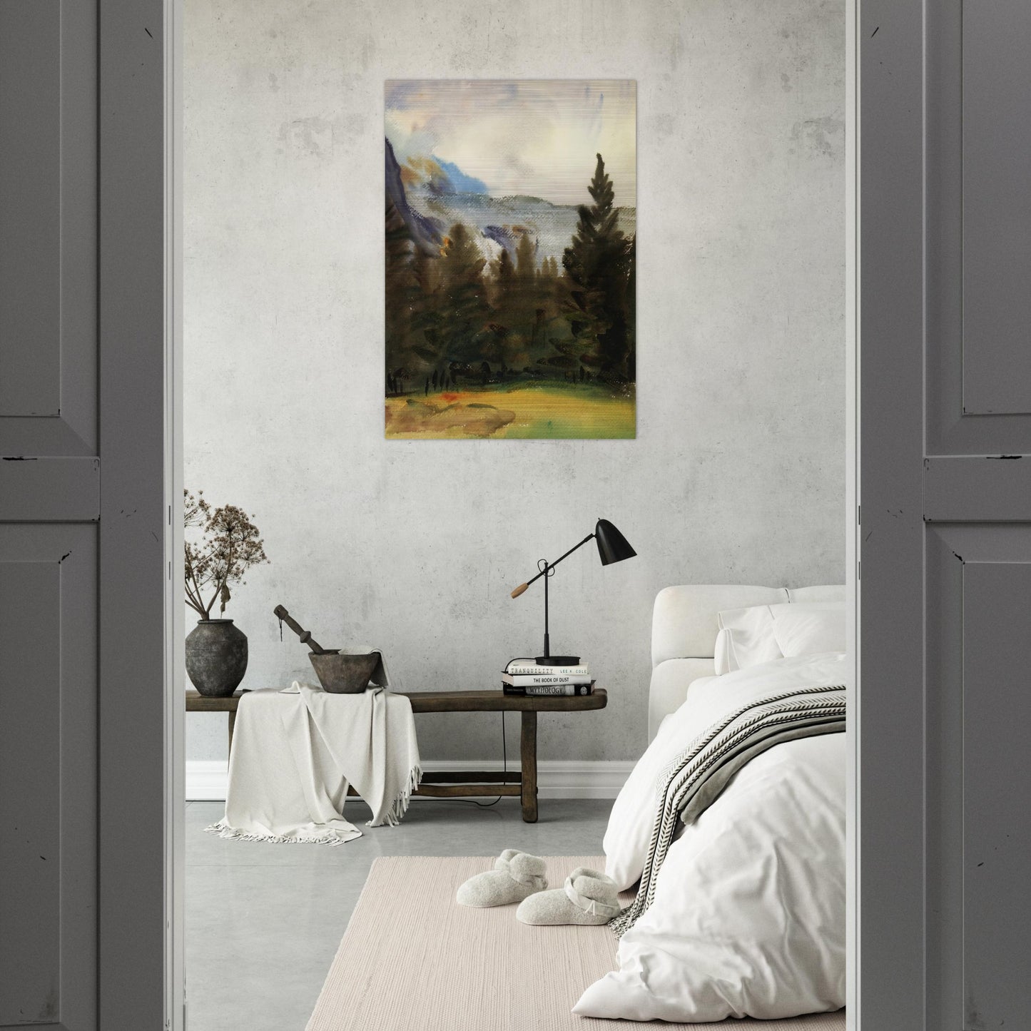 Purtud Fir Trees and Snow Mountains - John Singer Sargent Brushed Aluminum Print - 70x100 cm / 28x40 inches | John Singer Sargent Aluminum Print | John Singer Sargent Prints