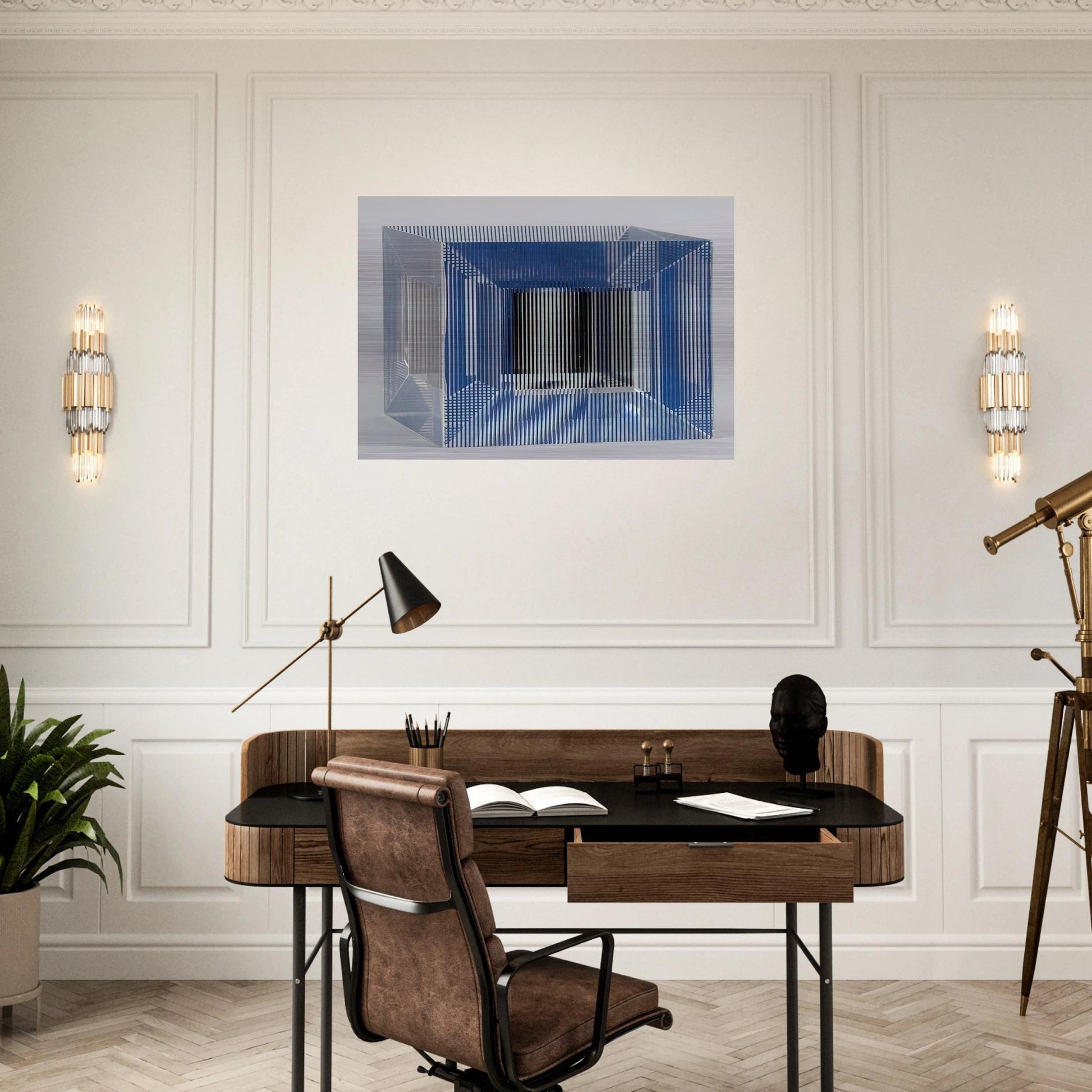 CUBE WITH AMBIGOUS SPACE 1981 - Jesus Rafael Soto Brushed Aluminum Print - 70x100 cm / 28x40 inches | Jesus Rafael Soto Aluminum Print | Jesus Rafael Soto Prints