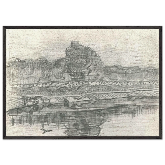 Landscape with the Oise - Vincent van Gogh 70x100 cm / 28x40 inches Framed Art Print – Black Wooden Frame