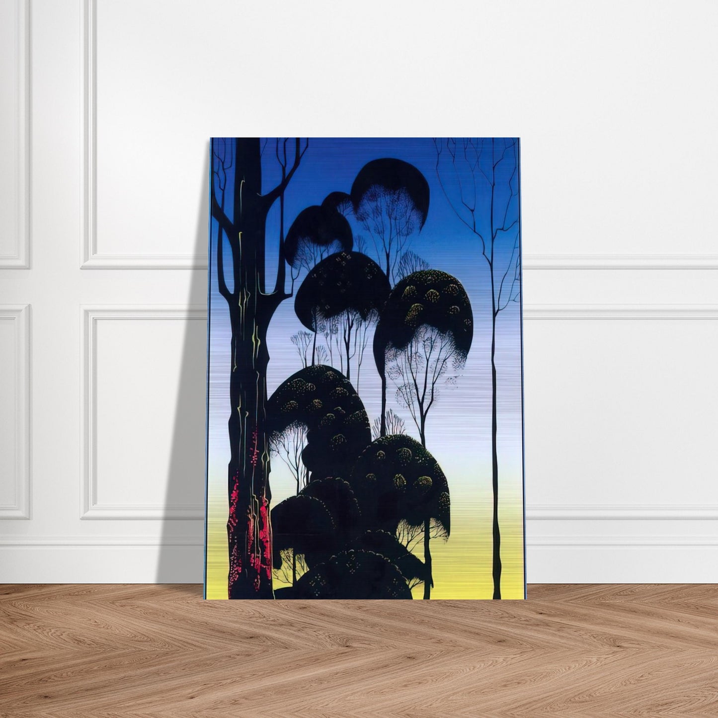 Sunrise - Eyvind Earle Brushed Aluminum Print - 70x100 cm / 28x40 inches | Eyvind Earle Aluminum Print | Eyvind Earle Prints