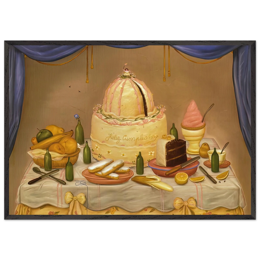 HAPPY BIRTHDAY - Fernando Botero 70x100 cm / 28x40 inches Framed Art Print – Black Wooden Frame