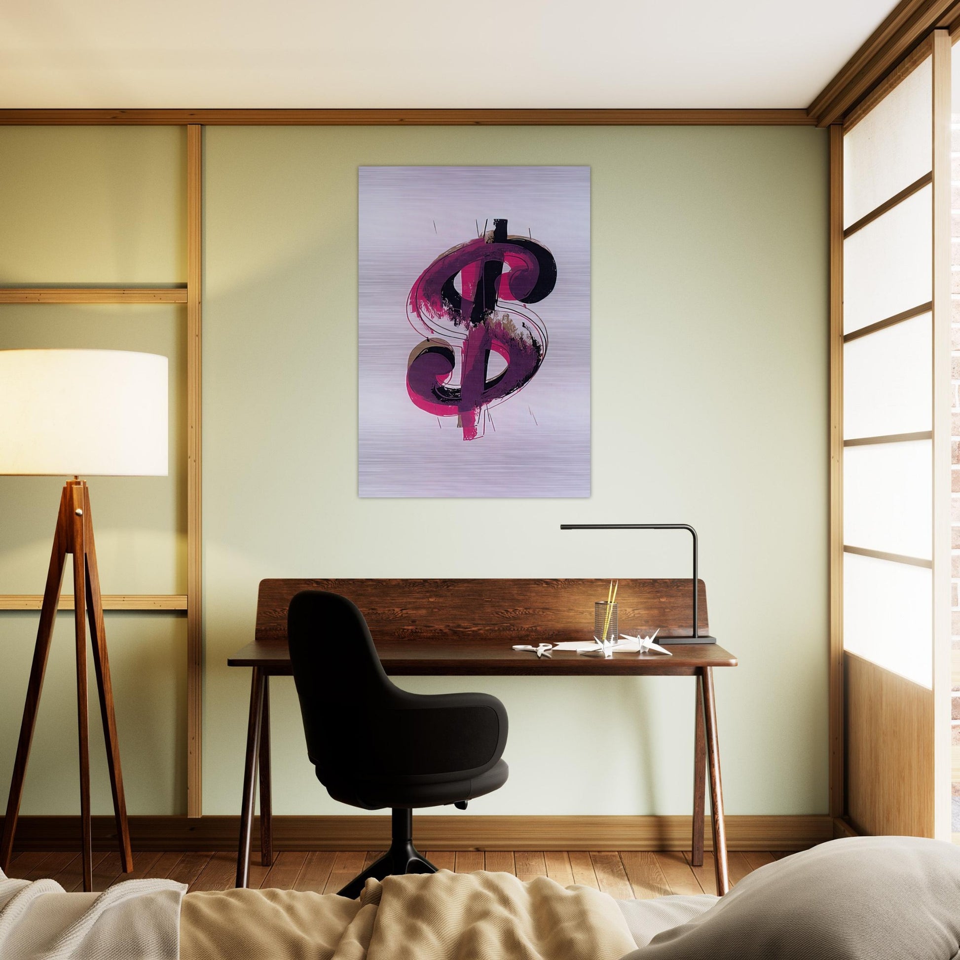 Paper Dollar - Andy Warhol Brushed Aluminum Print - 70x100 cm / 28x40 inches | Andy Warhol Aluminum Print | Andy Warhol Prints