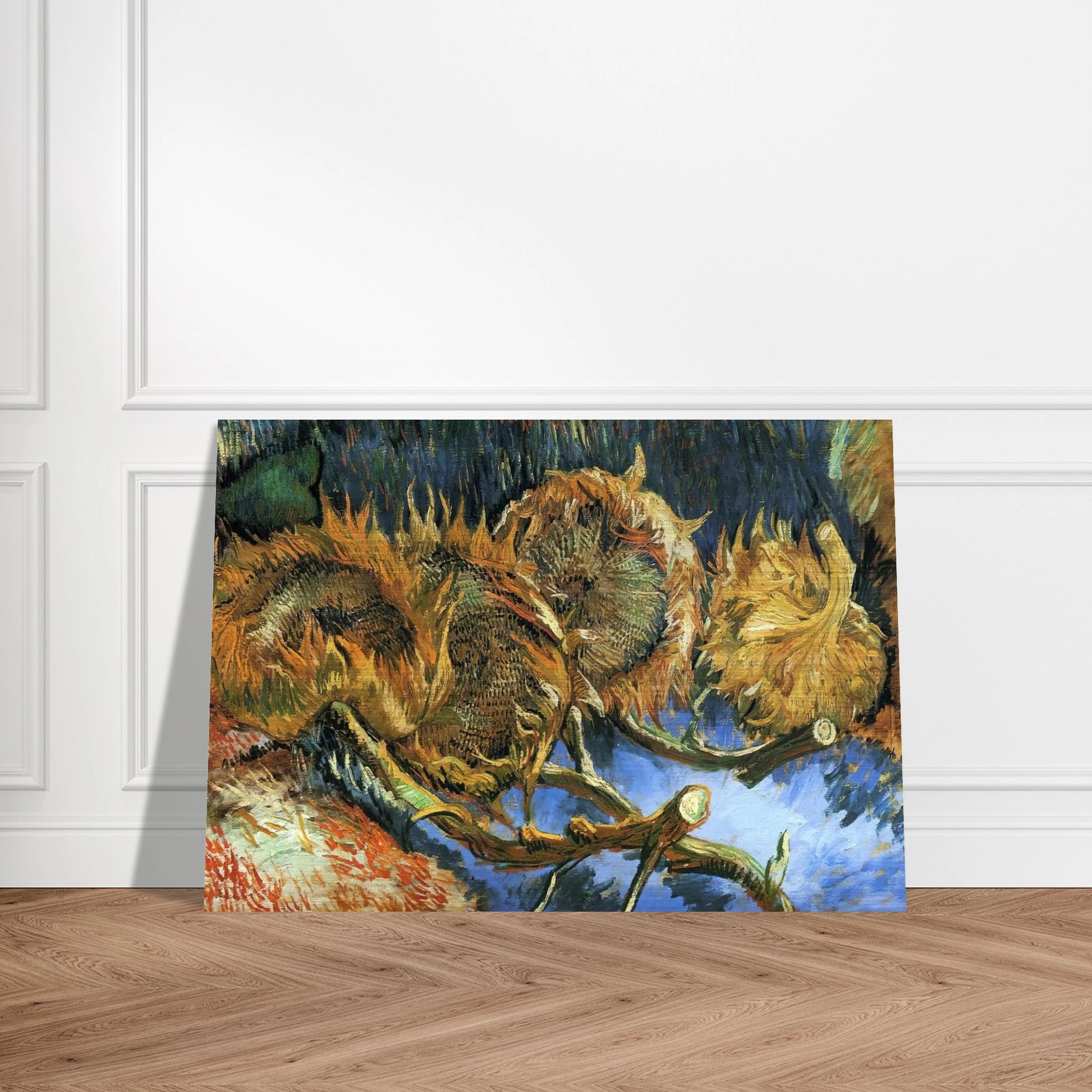 Still Life with Four Sunflowers - Vincent van Gogh Brushed Aluminum Print - 70x100 cm / 28x40 inches | Vincent van Gogh Aluminum Print | Vincent van Gogh Prints