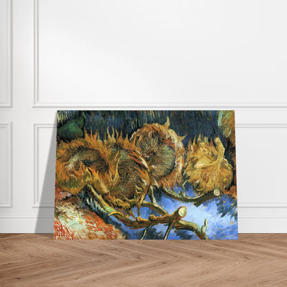 Still Life with Four Sunflowers - Vincent van Gogh Brushed Aluminum Print - 70x100 cm / 28x40 inches | Vincent van Gogh Aluminum Print | Vincent van Gogh Prints