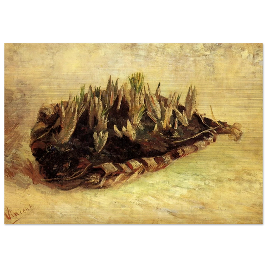 Still Life with a Basket of Crocuses - Vincent van Gogh Brushed Aluminum Print - 70x100 cm / 28x40 inches | Vincent van Gogh Aluminum Print | Vincent van Gogh Prints