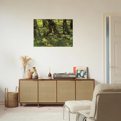 Trunks of Trees with Ivy - Vincent van Gogh Brushed Aluminum Print - 70x100 cm / 28x40 inches | Vincent van Gogh Aluminum Print | Vincent van Gogh Prints