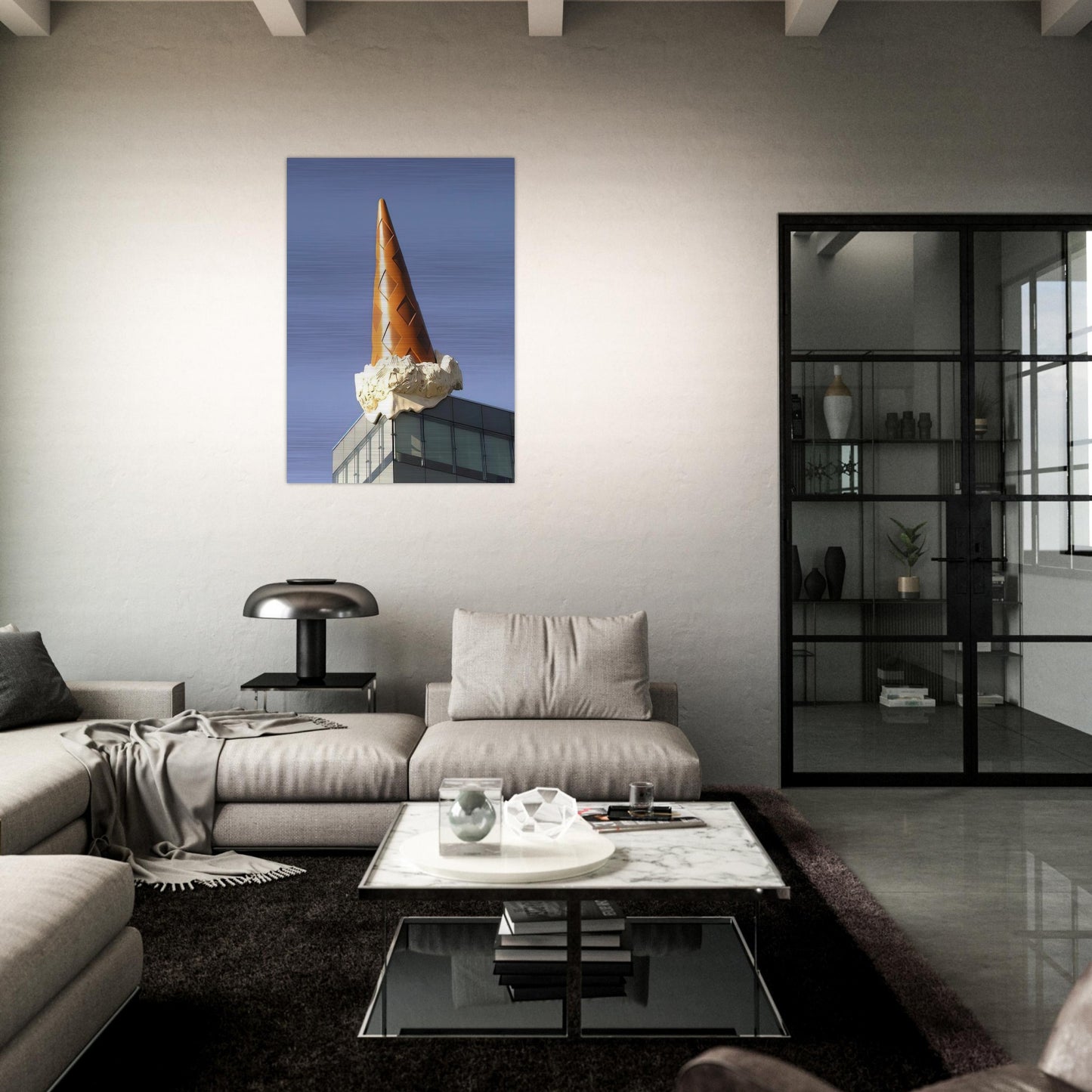 DROPPED CONE COLLABORATION WITH VAN BRUGGEN 2001 - Claes Oldenburg Brushed Aluminum Print - 70x100 cm / 28x40 inches | Claes Oldenburg Aluminum Print | Claes Oldenburg Prints