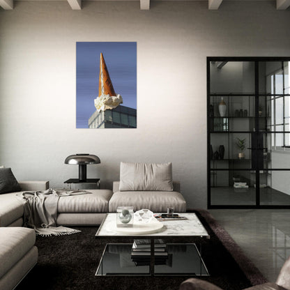 DROPPED CONE COLLABORATION WITH VAN BRUGGEN 2001 - Claes Oldenburg Brushed Aluminum Print - 70x100 cm / 28x40 inches | Claes Oldenburg Aluminum Print | Claes Oldenburg Prints