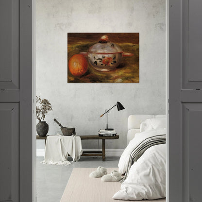 Still Life with Orange and Sugar Bowl - Pierre-Auguste Renoir Brushed Aluminum Print - 70x100 cm / 28x40 inches | Pierre-Auguste Renoir Aluminum Print | Pierre-Auguste Renoir Prints