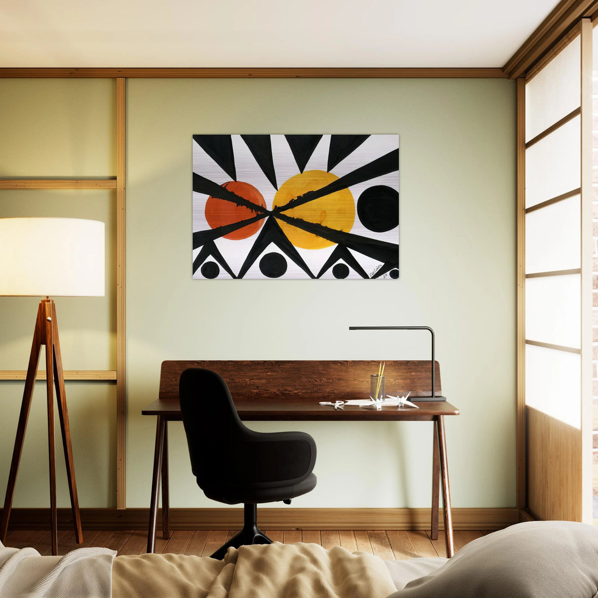 ACROSS THE ORANGE MOONS 1967 - Alexander Calder Brushed Aluminum Print - 70x100 cm / 28x40 inches | Alexander Calder Aluminum Print | Alexander Calder Prints