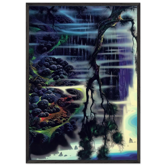 Seaside Splendor - Eyvind Earle 70x100 cm / 28x40 inches Framed Art Print – Black Wooden Frame