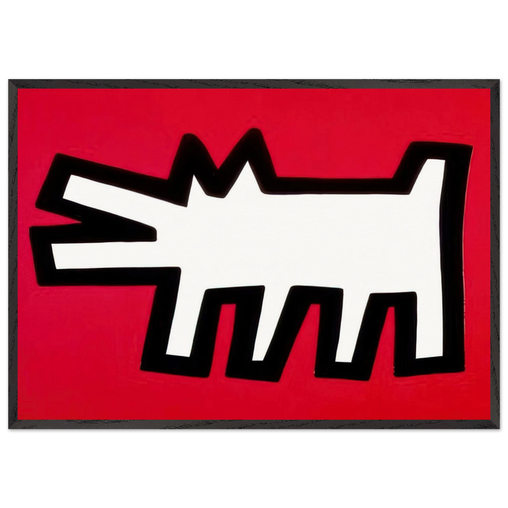 BARKING DOG 1990 N1 - Keith Haring 70x100 cm / 28x40 inches Framed Art Print – Black Wooden Frame