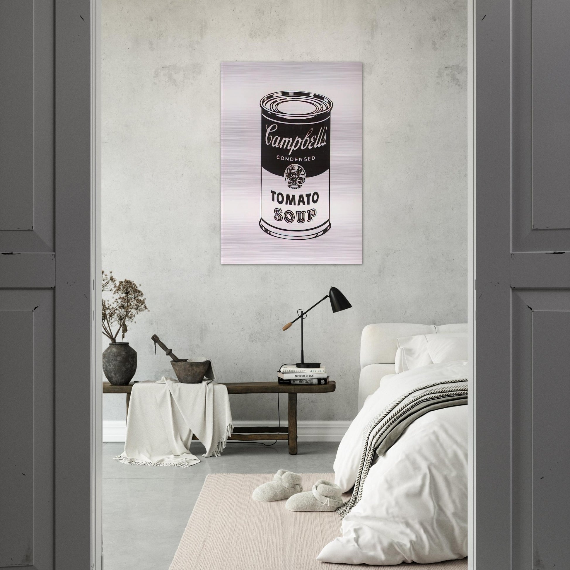 Campbell's Soup Can  Tomato -Retrospective Series - Andy Warhol Brushed Aluminum Print - 70x100 cm / 28x40 inches | Andy Warhol Aluminum Print | Andy Warhol Prints