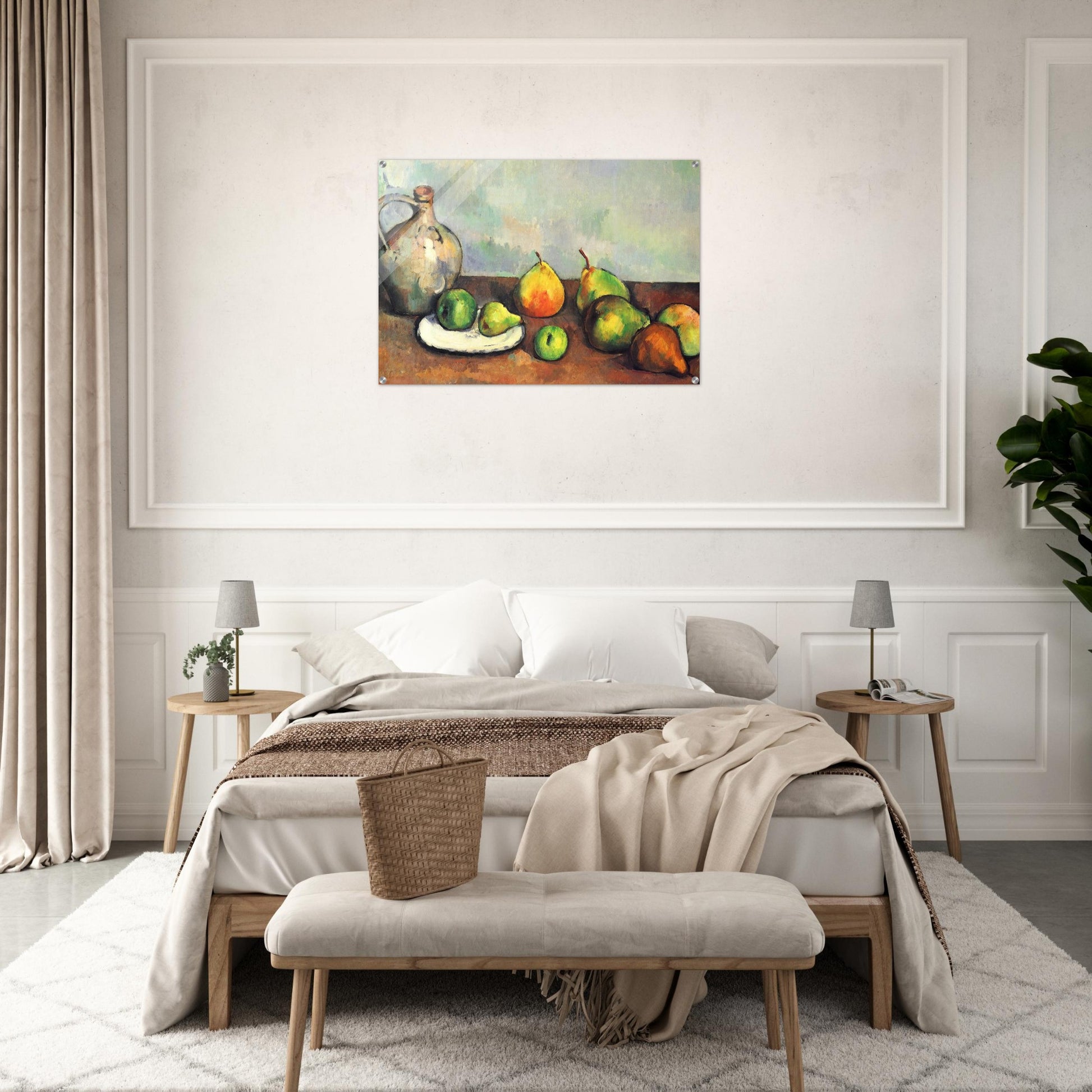 Still life, pitcher and fruit - Paul Cézanne Acrylic Print - 70x100 cm / 28x40″ inches