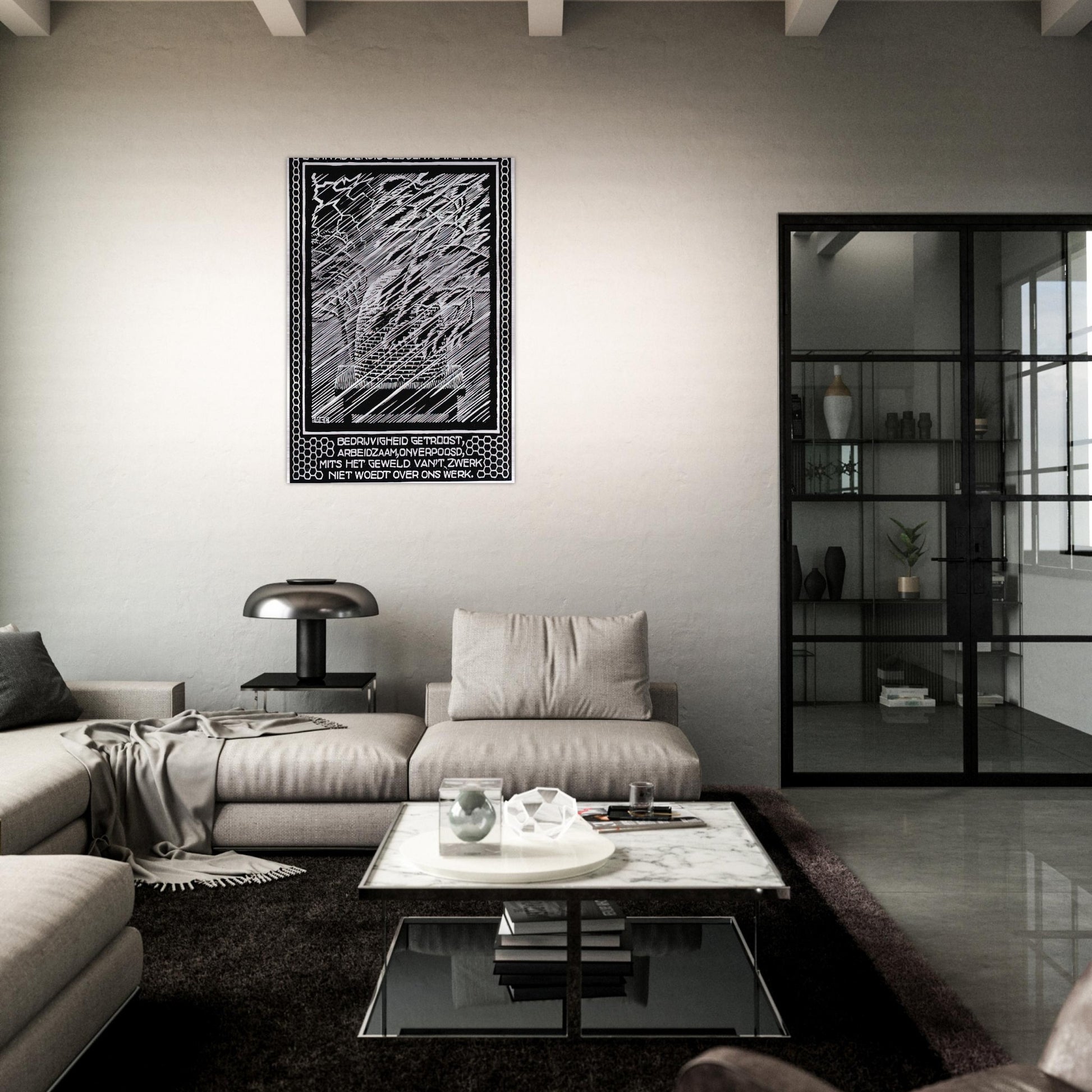 EMBLEMATA BEEHIVE - MC Escher Brushed Aluminum Print - 70x100 cm / 28x40 inches | MC Escher Aluminum Print | MC Escher Prints