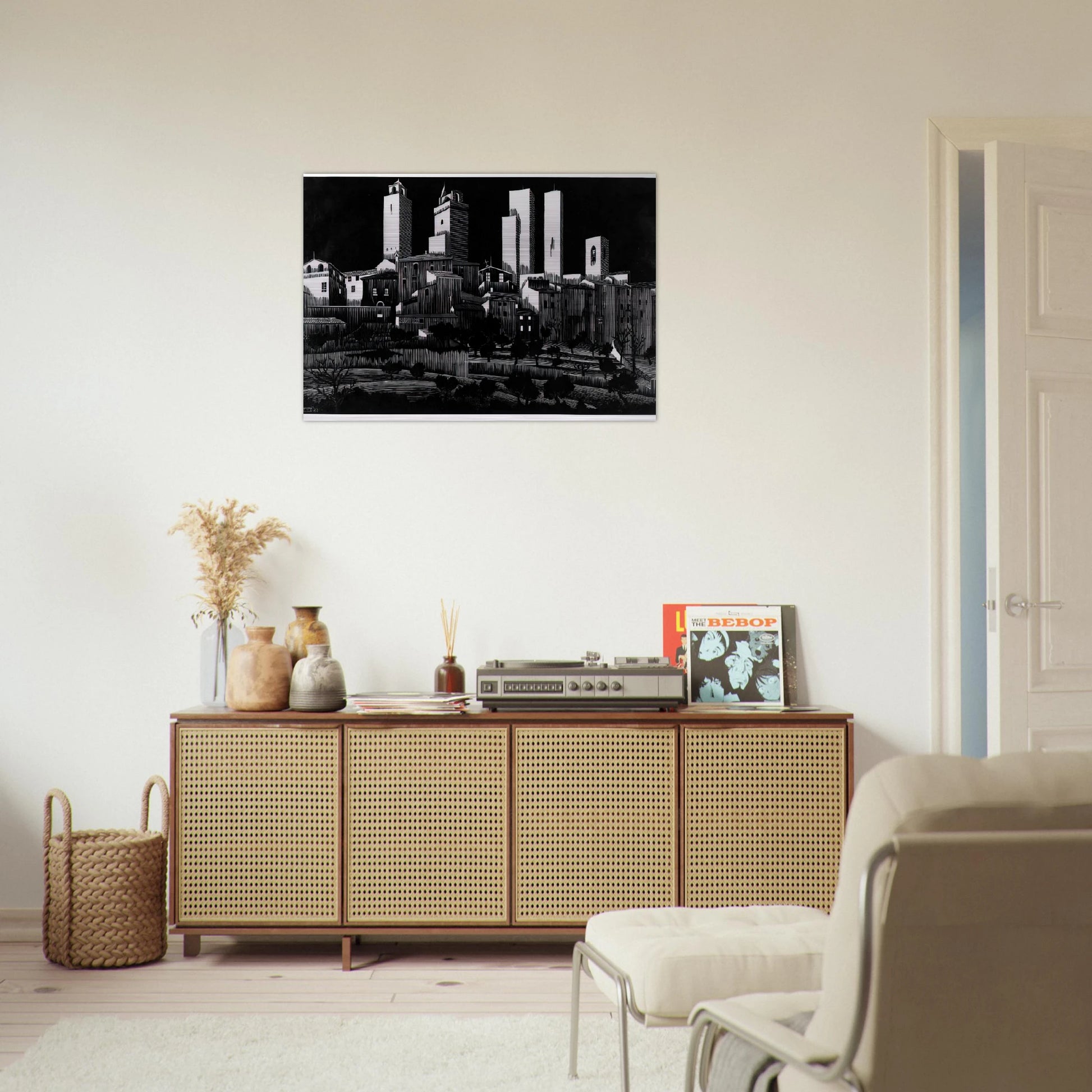 SAN GIMIGNANO - MC Escher Brushed Aluminum Print - 70x100 cm / 28x40 inches | MC Escher Aluminum Print | MC Escher Prints