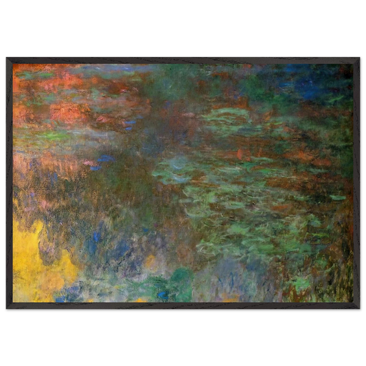 Water Lily Pond Evening right panel - claude monet 70x100 cm / 28x40 inches Framed Art Print – Black Wooden Frame