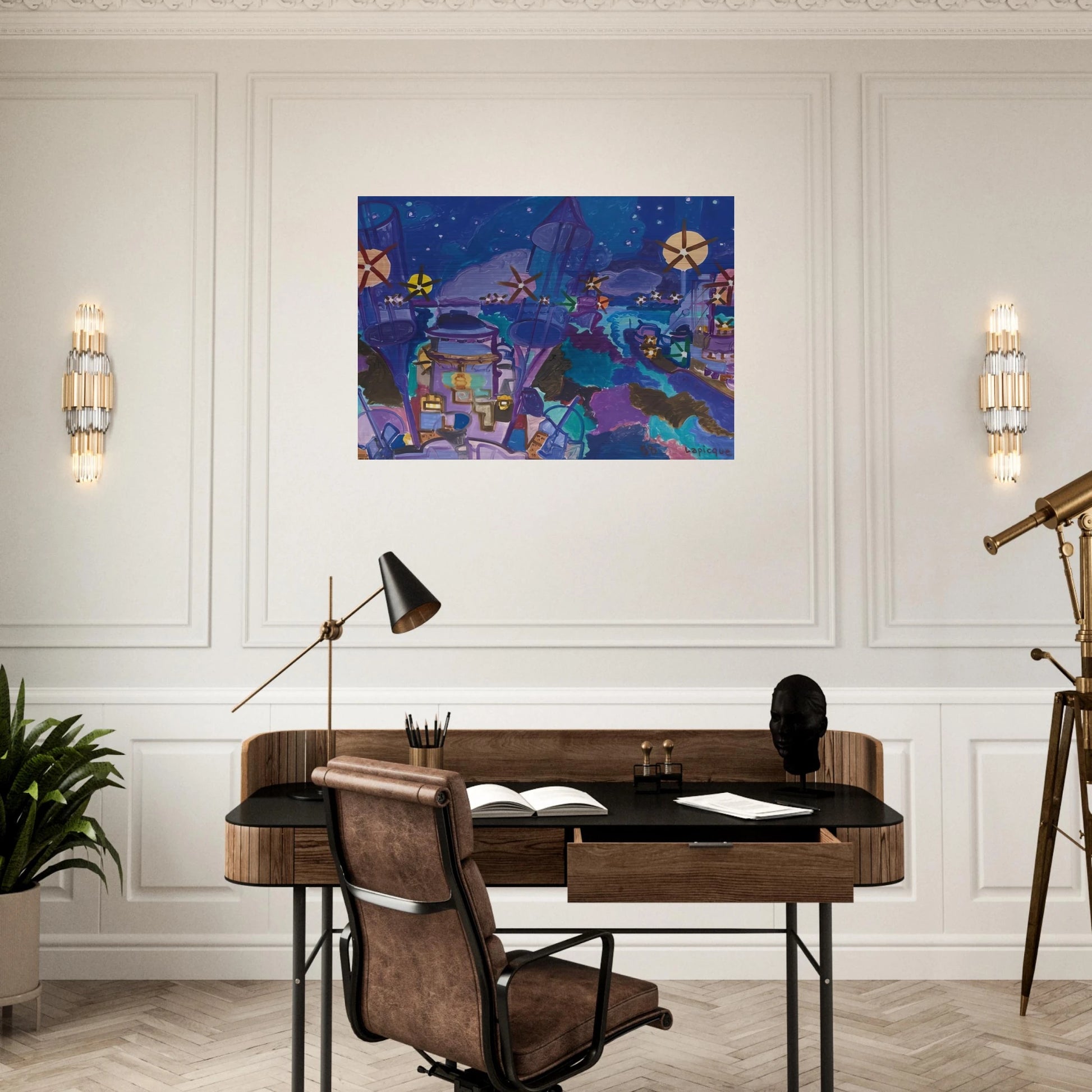 Manœuvres de nuit - 1958 - Charles Lapicque Brushed Aluminum Print - 70x100 cm / 28x40 inches | Charles Lapicque Aluminum Print | Charles Lapicque Prints
