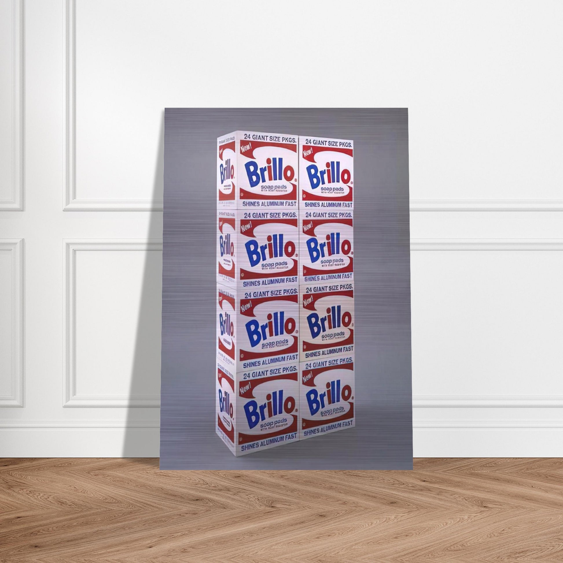 Brillo Soap Pads Boxes - Andy Warhol Brushed Aluminum Print - 70x100 cm / 28x40 inches | Andy Warhol Aluminum Print | Andy Warhol Prints