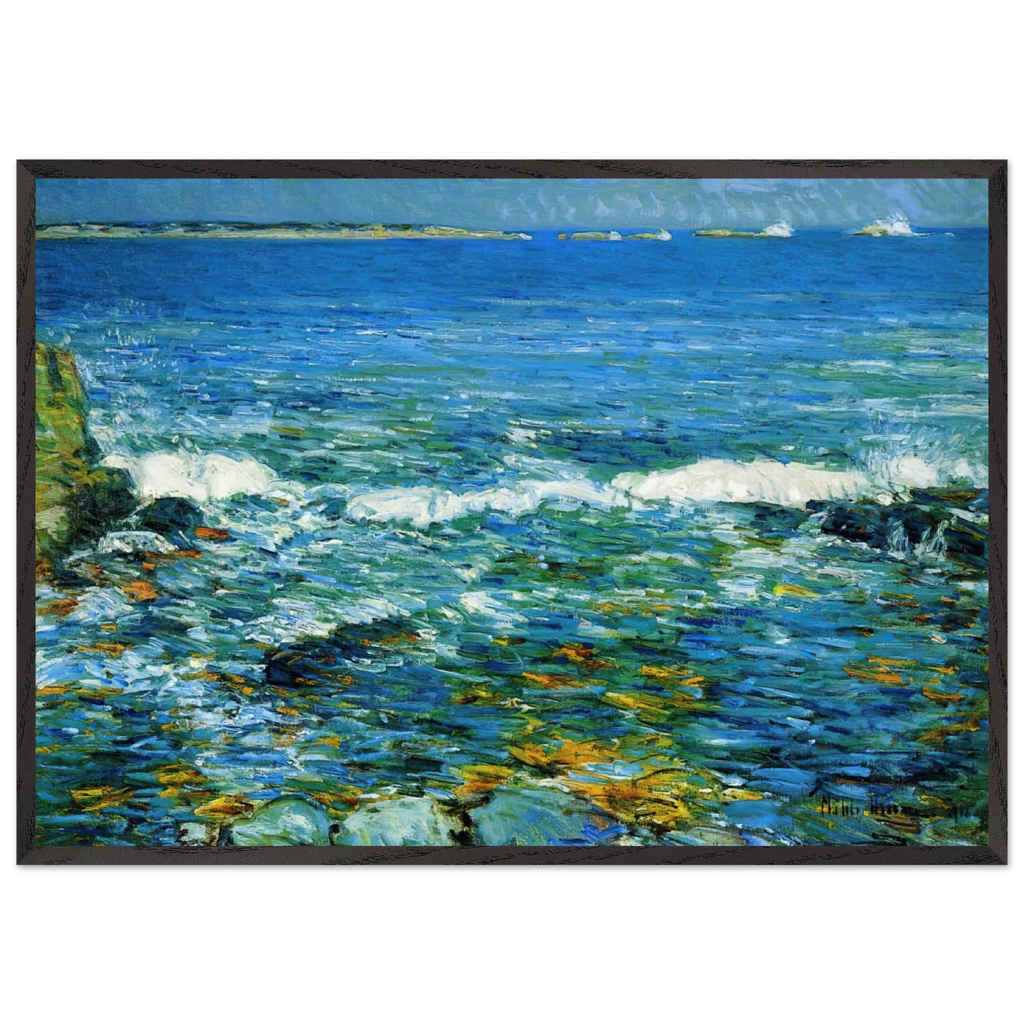 Duck Island from Appledore - Childe Hassam 70x100 cm / 28x40 inches Framed Art Print – Black Wooden Frame