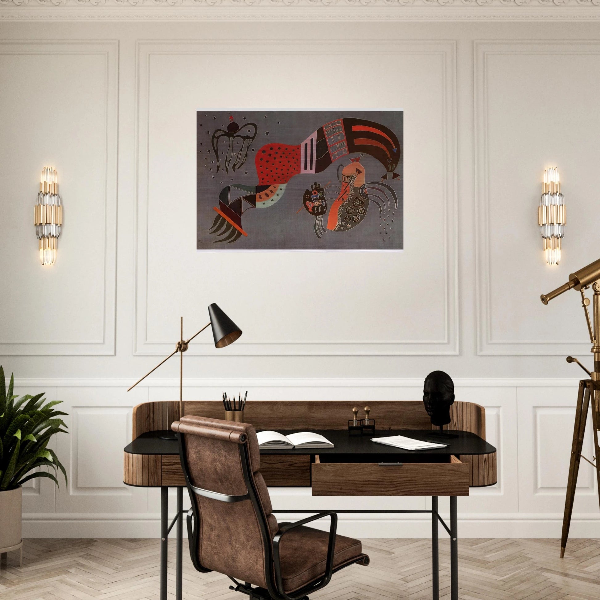 TEMPERED ELAN 1944 - Wassily Kandinsky Brushed Aluminum Print - 70x100 cm / 28x40 inches | Wassily Kandinsky Aluminum Print | Wassily Kandinsky Prints