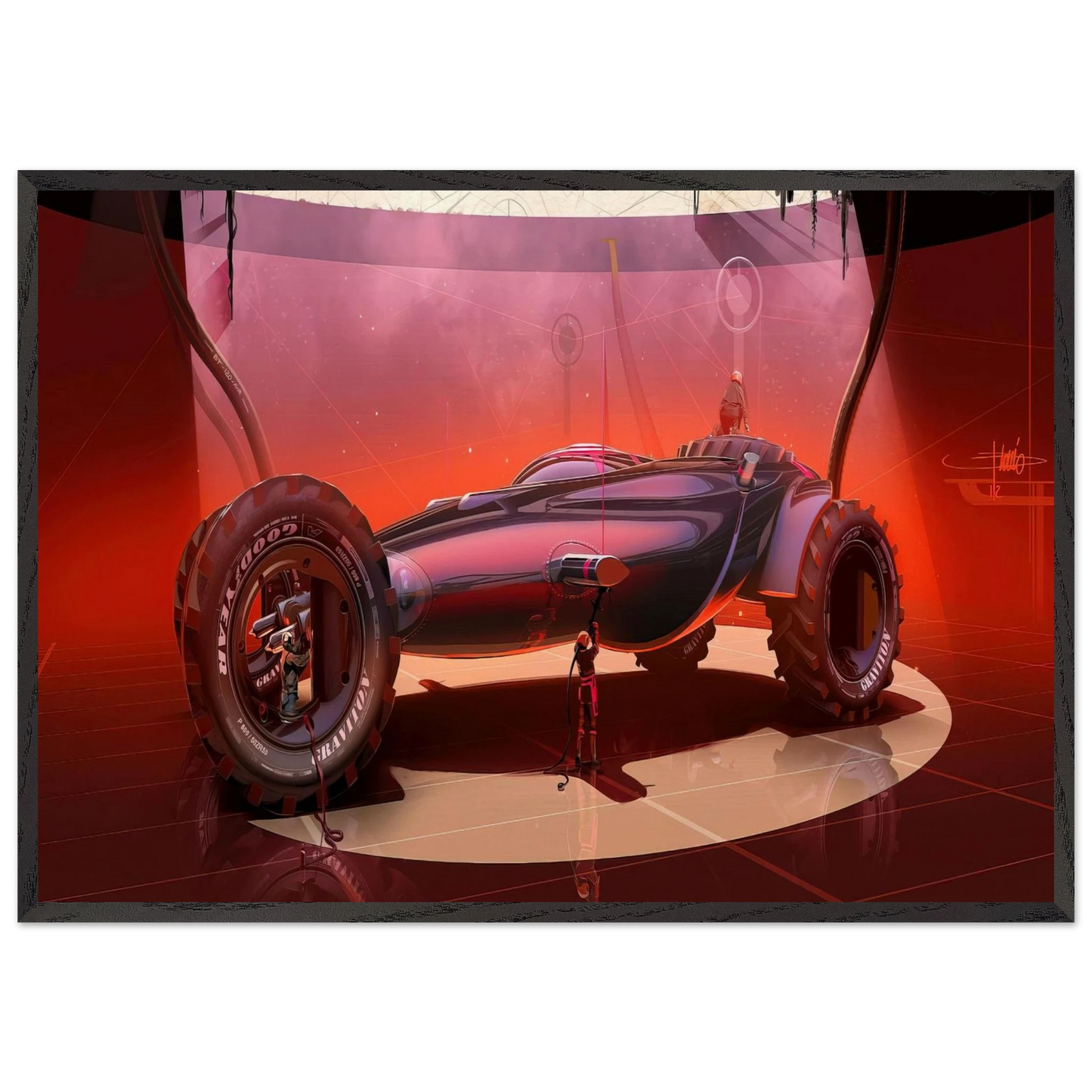 Syd Mead N6 - Syd Mead 70x100 cm / 28x40 inches Framed Art Print – Black Wooden Frame